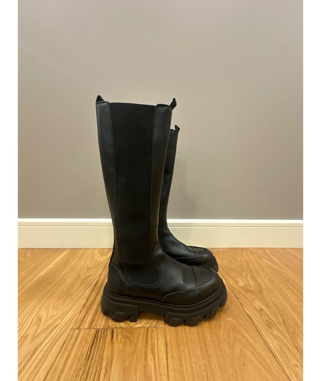 GANNI Черные кожаные сапоги, фото 9
