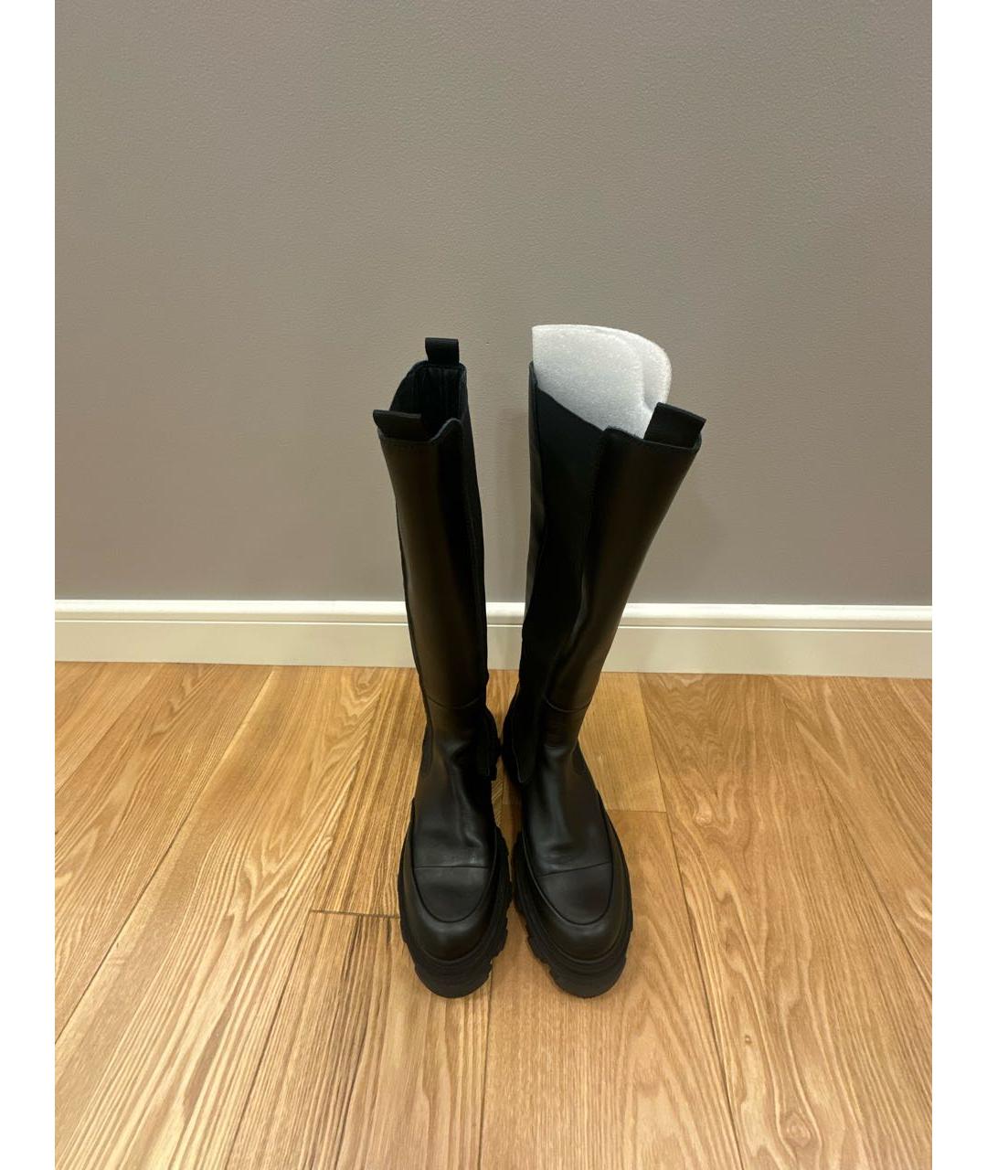 GANNI Черные кожаные сапоги, фото 2