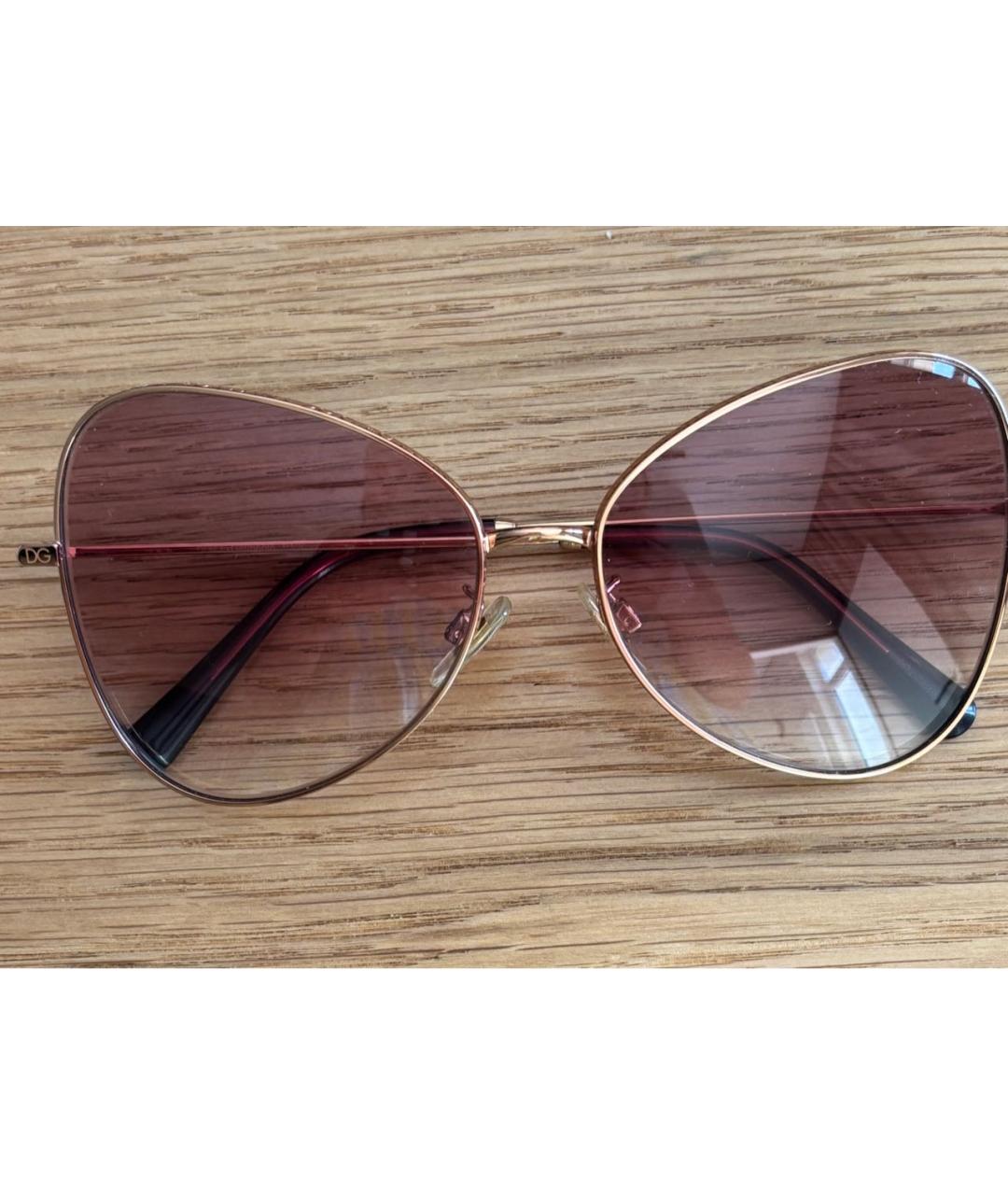 DOLCE&GABBANA Розовые металлические солнцезащитные очки, фото 4