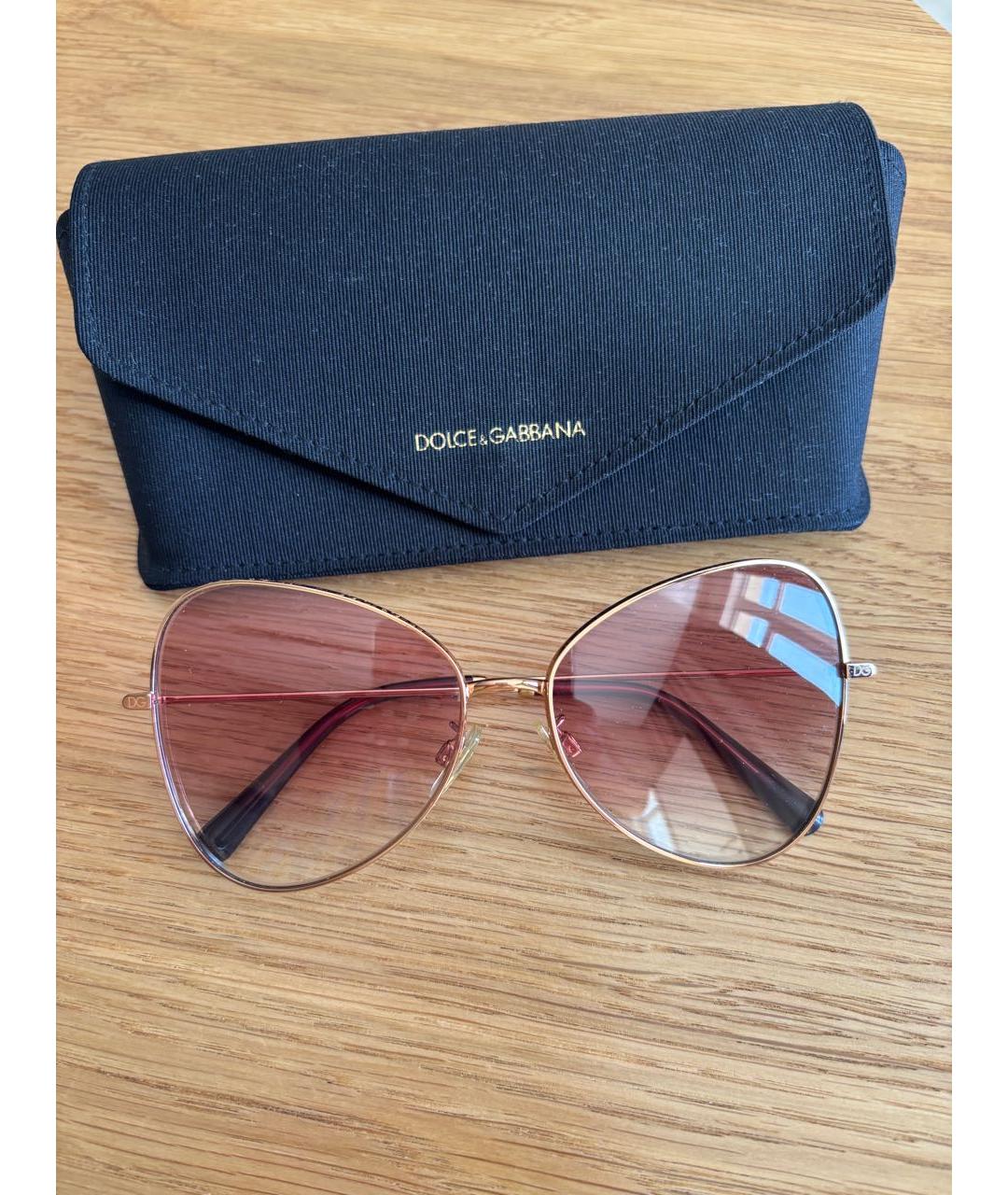 DOLCE&GABBANA Розовые металлические солнцезащитные очки, фото 2