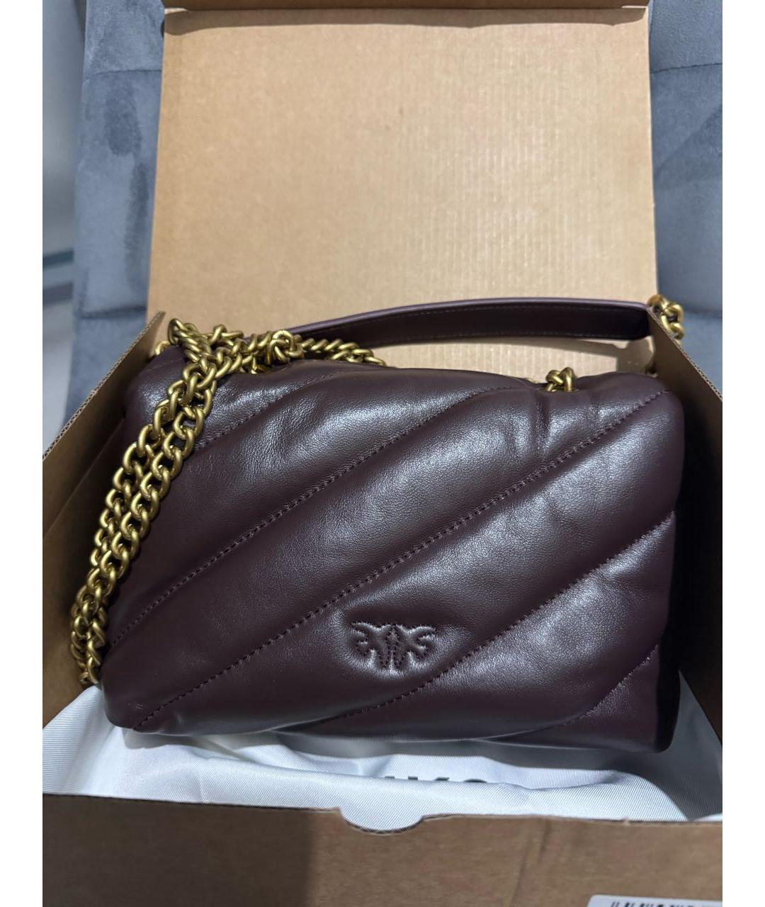 PINKO Фиолетовая кожаная сумка через плечо, фото 3