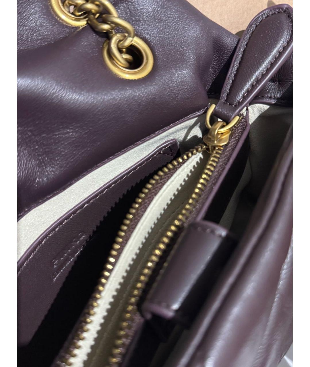 PINKO Фиолетовая кожаная сумка через плечо, фото 4