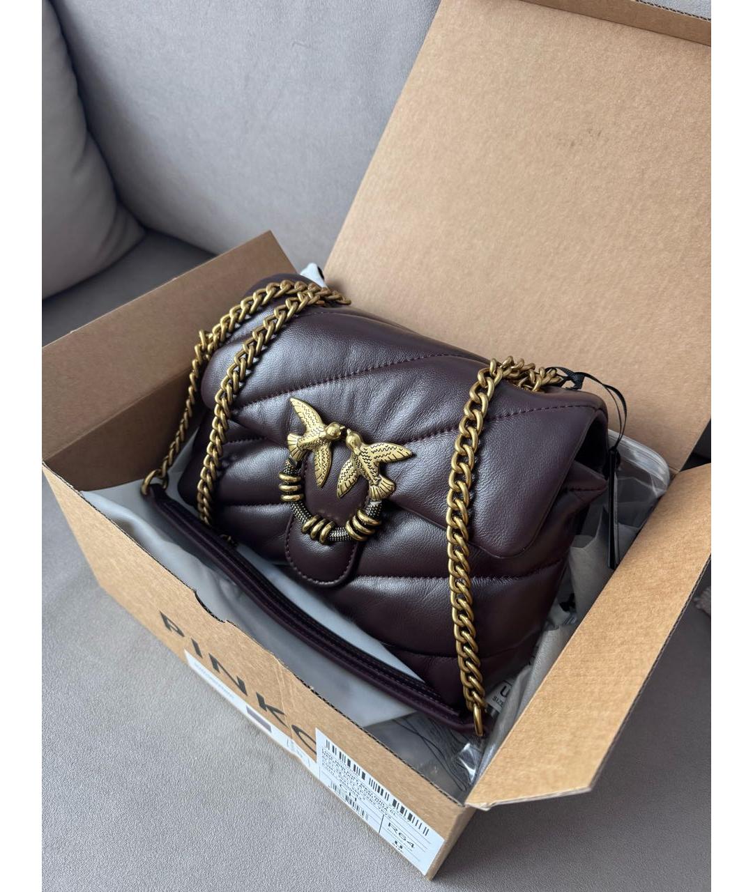 PINKO Фиолетовая кожаная сумка через плечо, фото 5