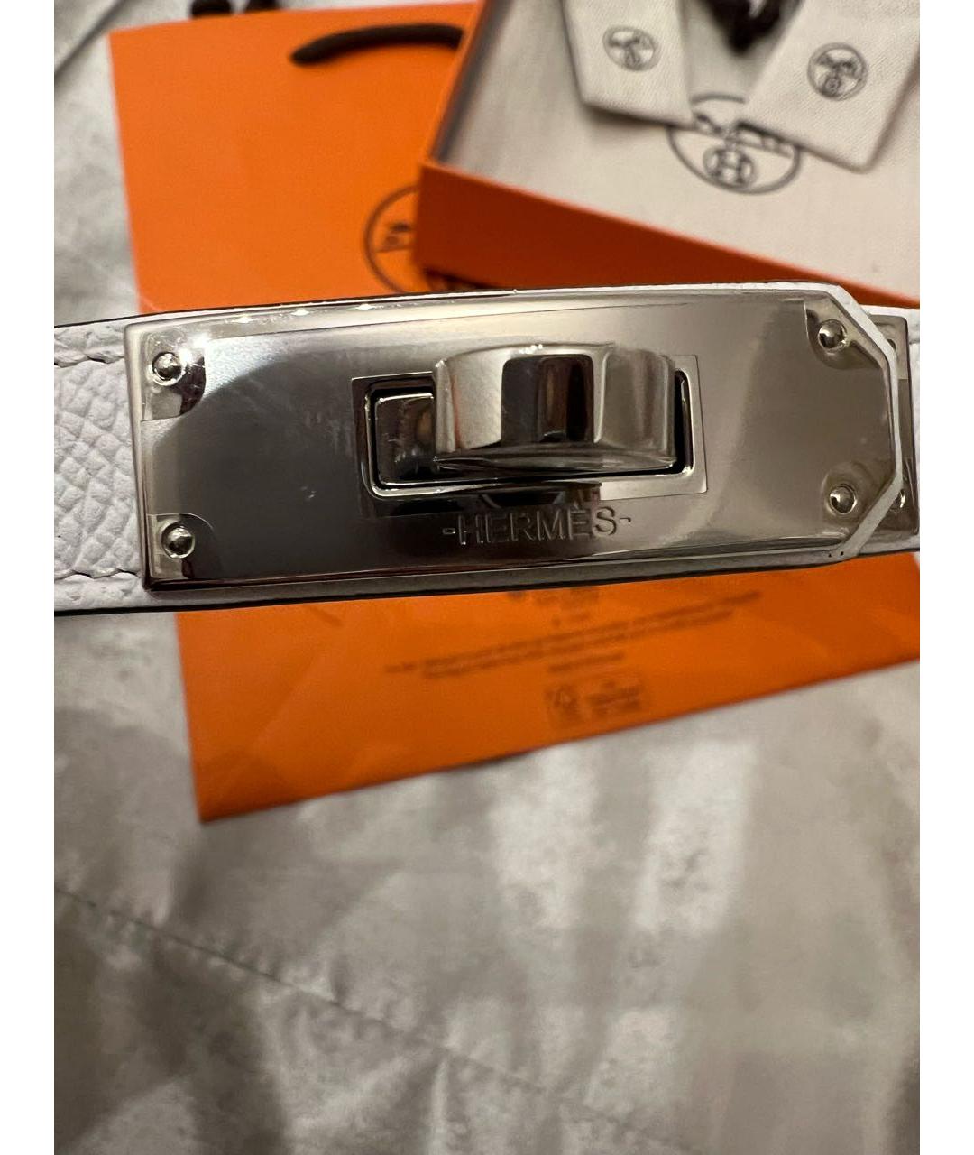 HERMES Белый кожаный ремень, фото 3