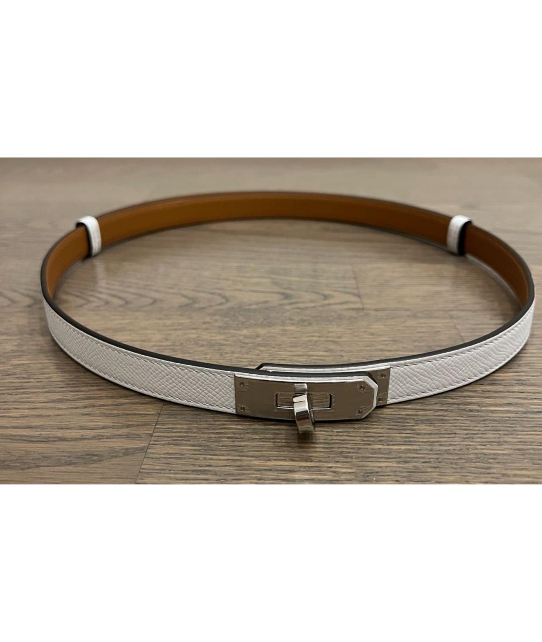 HERMES Белый кожаный ремень, фото 5