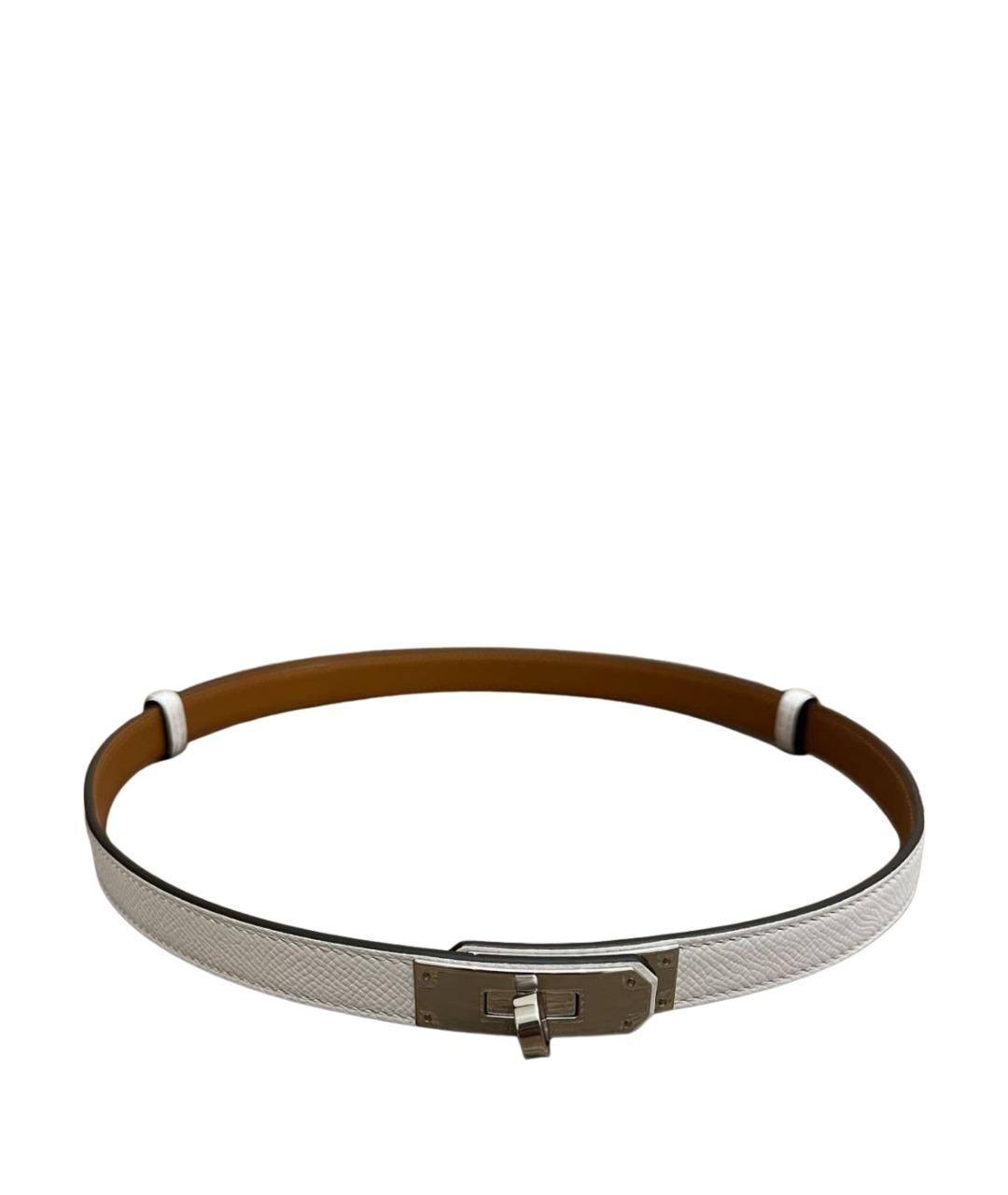 HERMES Белый кожаный ремень, фото 1