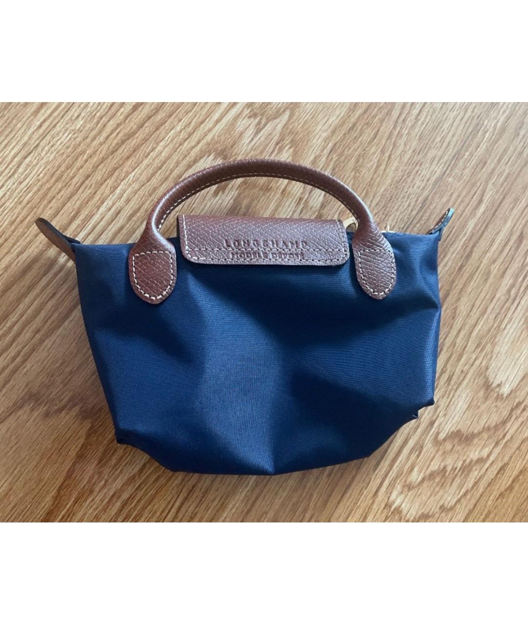 LONGCHAMP Темно-синяя тканевая сумка с короткими ручками, фото 4