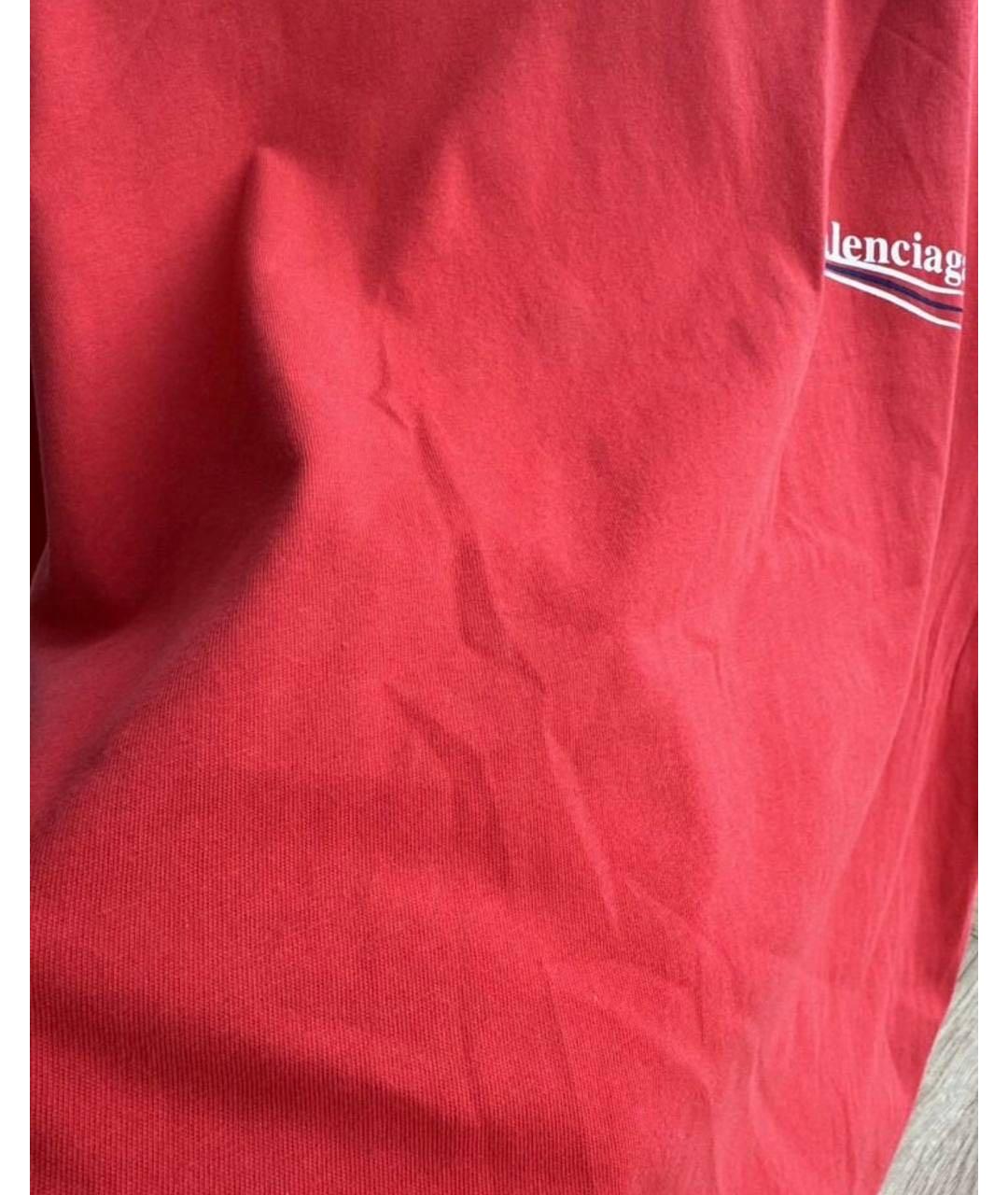 BALENCIAGA Красная хлопковая футболка, фото 4