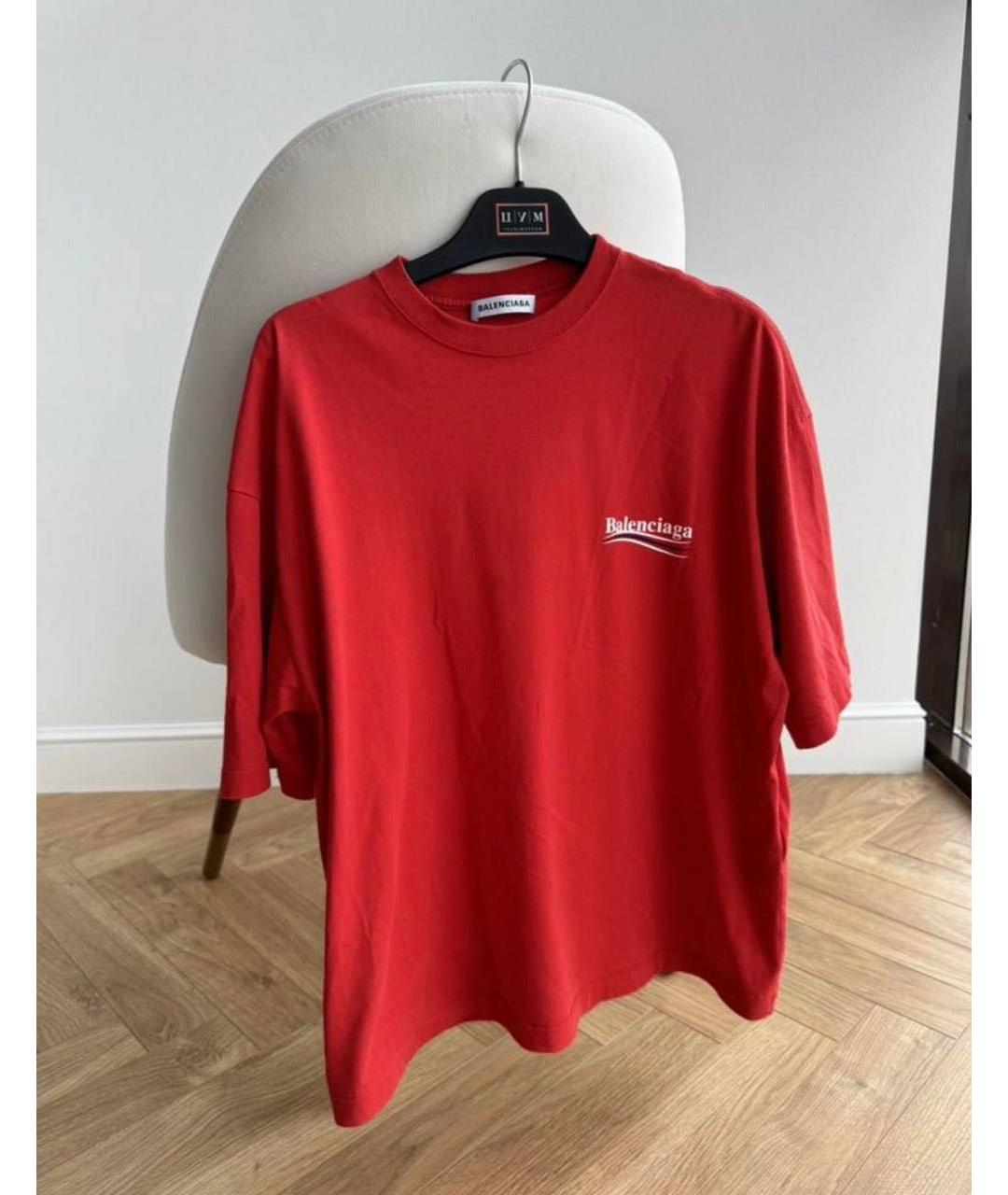 BALENCIAGA Красная хлопковая футболка, фото 9