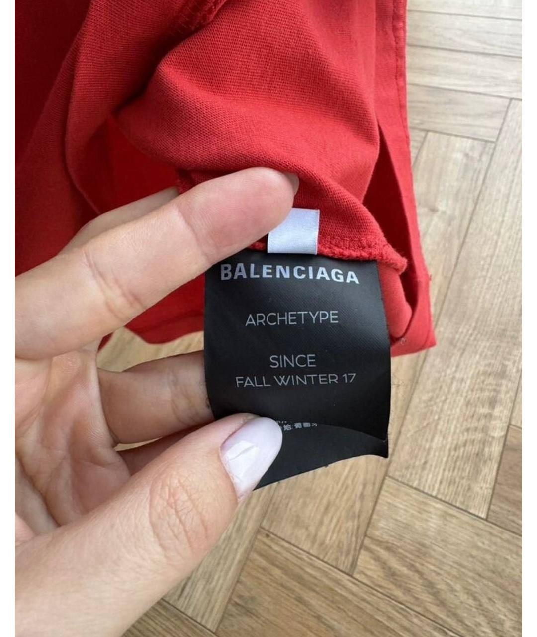 BALENCIAGA Красная хлопковая футболка, фото 7