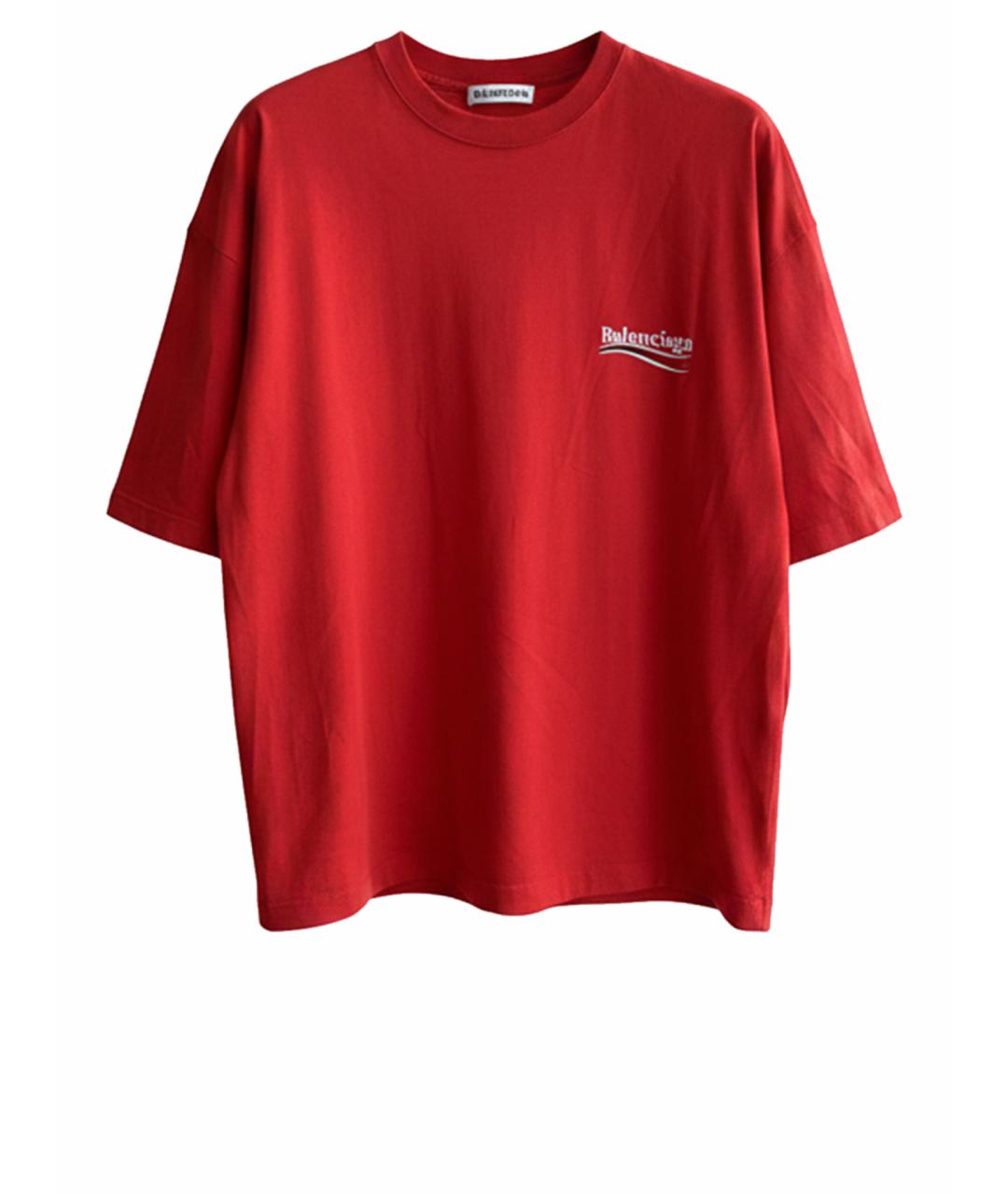 BALENCIAGA Красная хлопковая футболка, фото 1