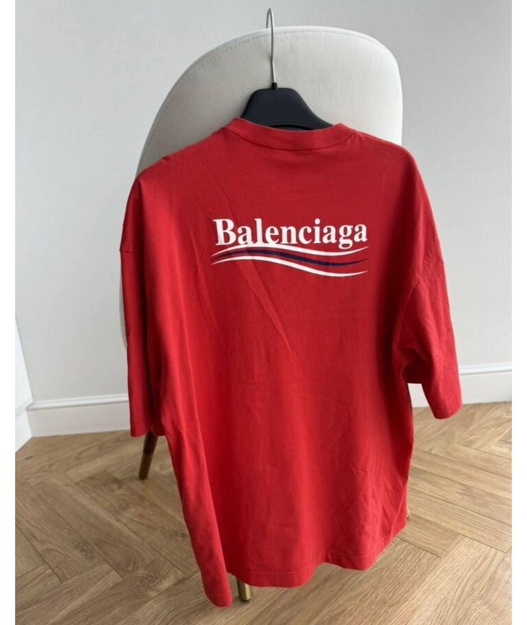 BALENCIAGA Красная хлопковая футболка, фото 2