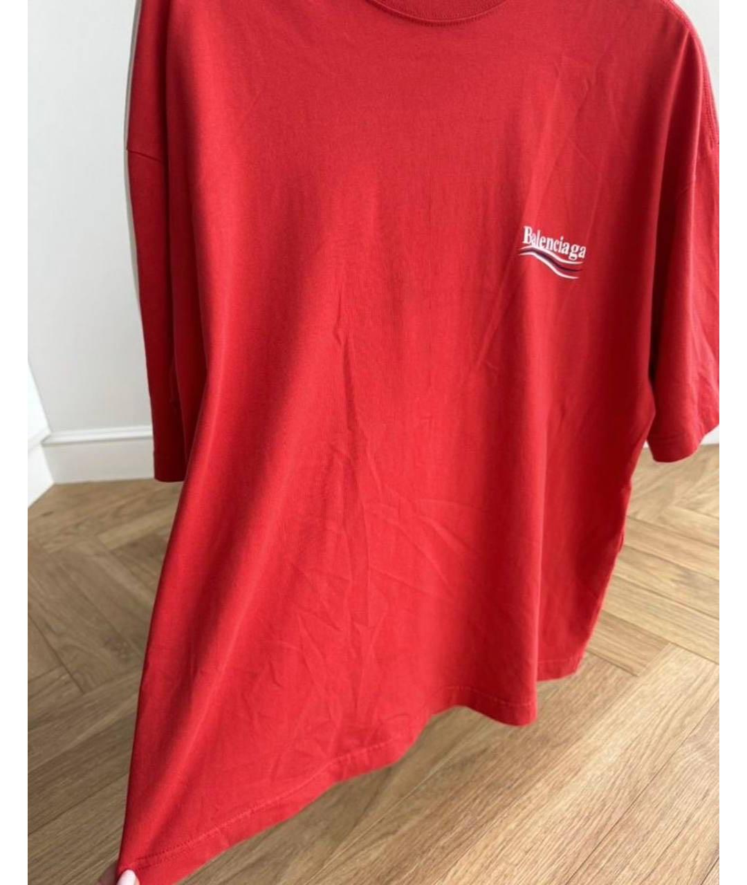 BALENCIAGA Красная хлопковая футболка, фото 3