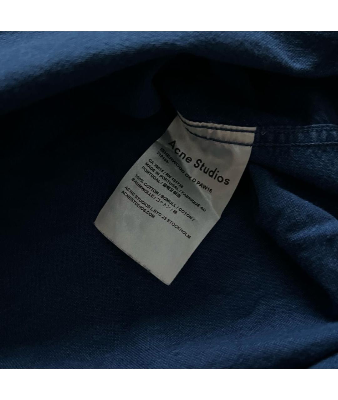 ACNE STUDIOS Синяя хлопковая кэжуал рубашка, фото 7