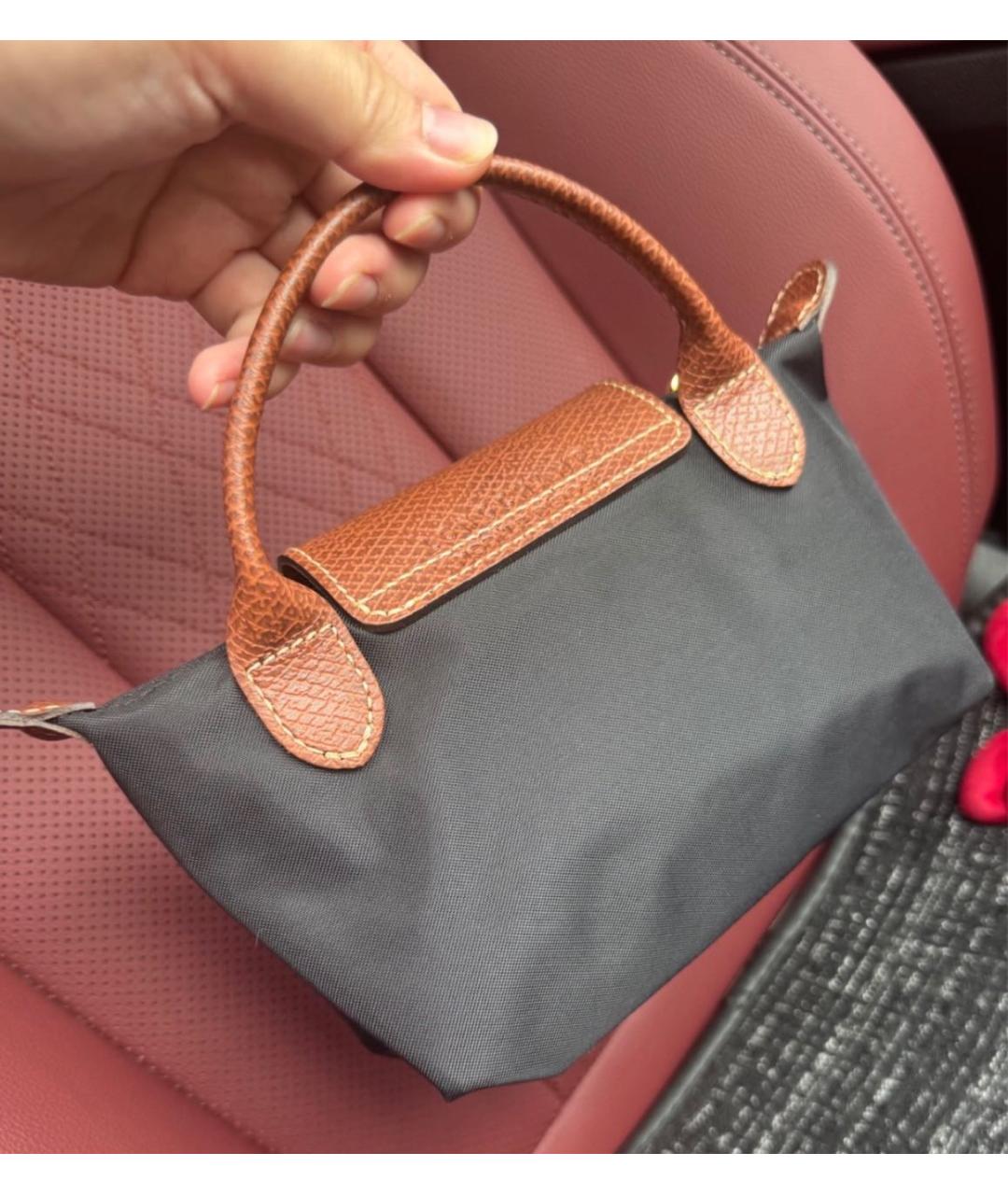 LONGCHAMP Черная синтетическая сумка с короткими ручками, фото 4