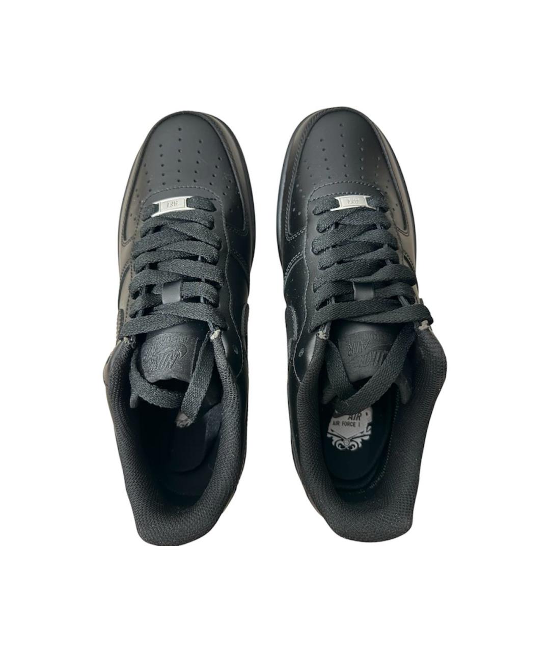 NIKE Черные кожаные низкие кроссовки / кеды, фото 3