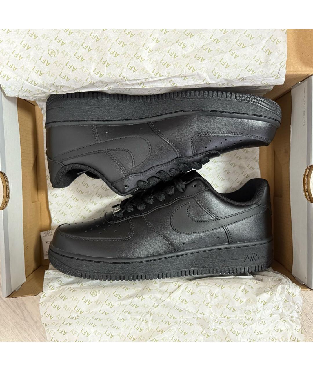 NIKE Черные кожаные низкие кроссовки / кеды, фото 5