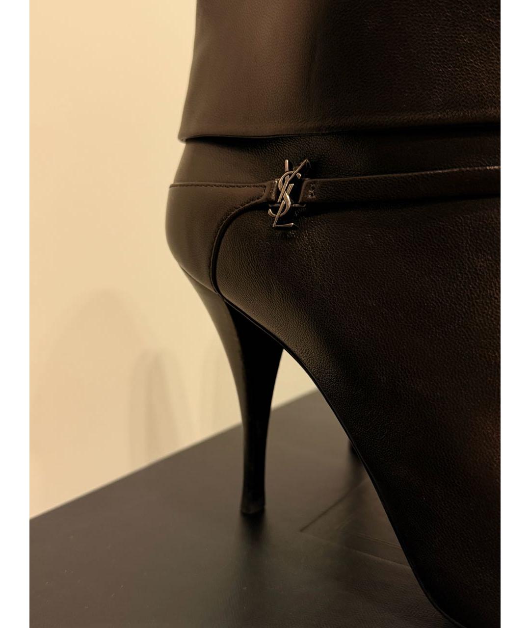 SAINT LAURENT Коричневые кожаные ботильоны, фото 6