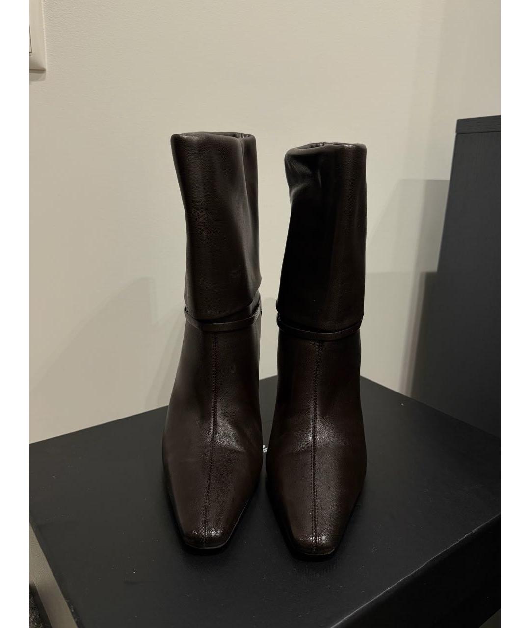 SAINT LAURENT Коричневые кожаные ботильоны, фото 2