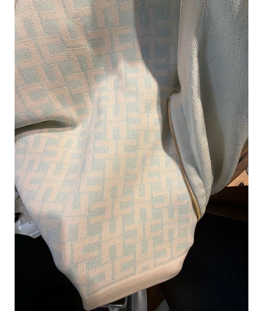 ELISABETTA FRANCHI Голубой вискозный костюм с юбками, фото 4