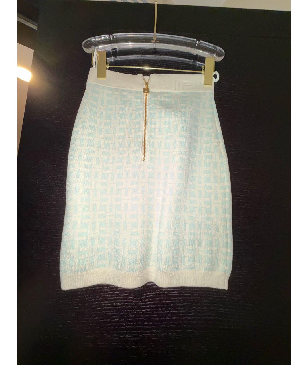 ELISABETTA FRANCHI Голубой вискозный костюм с юбками, фото 2