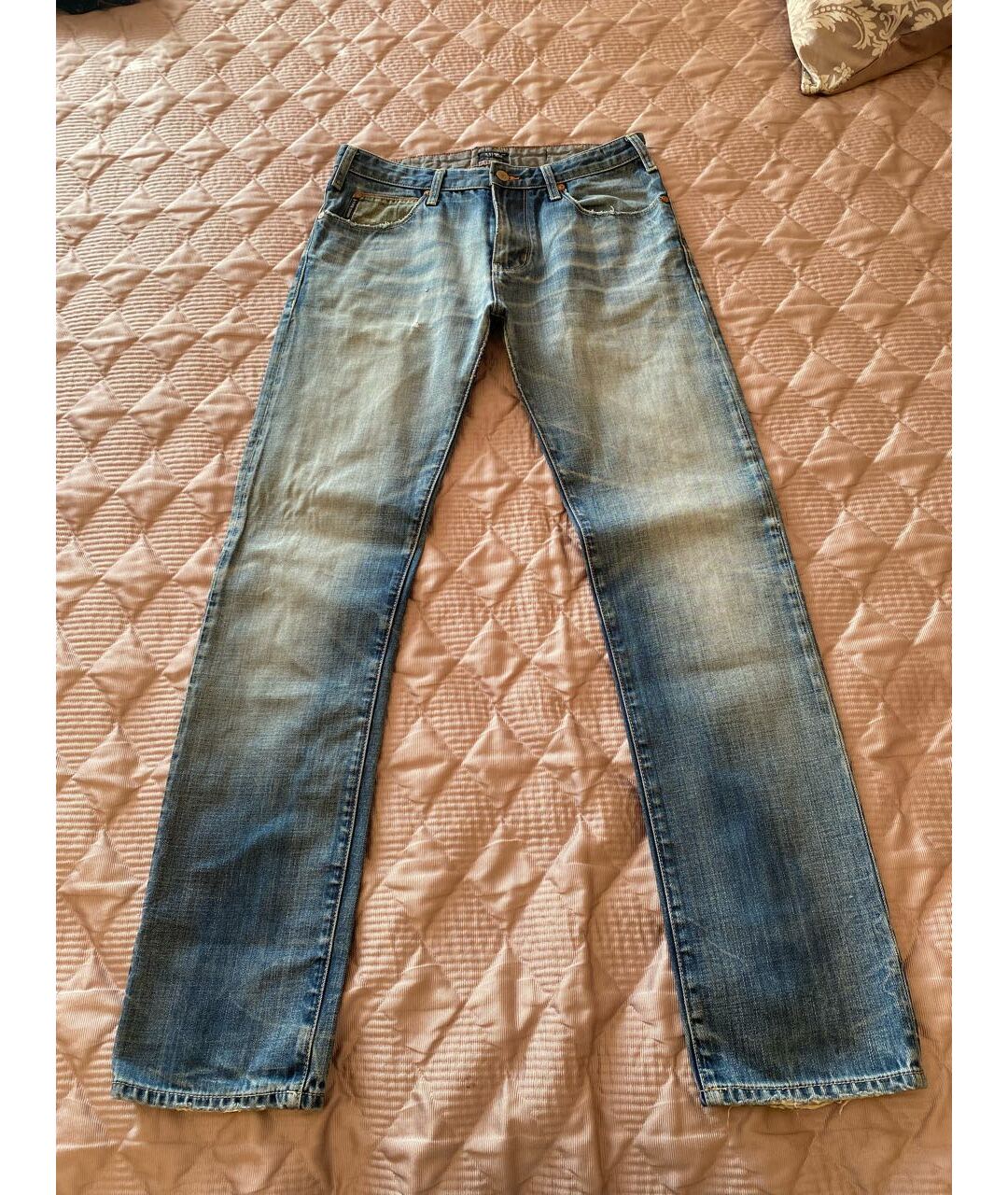 ARMANI JEANS Синие хлопковые прямые джинсы, фото 7