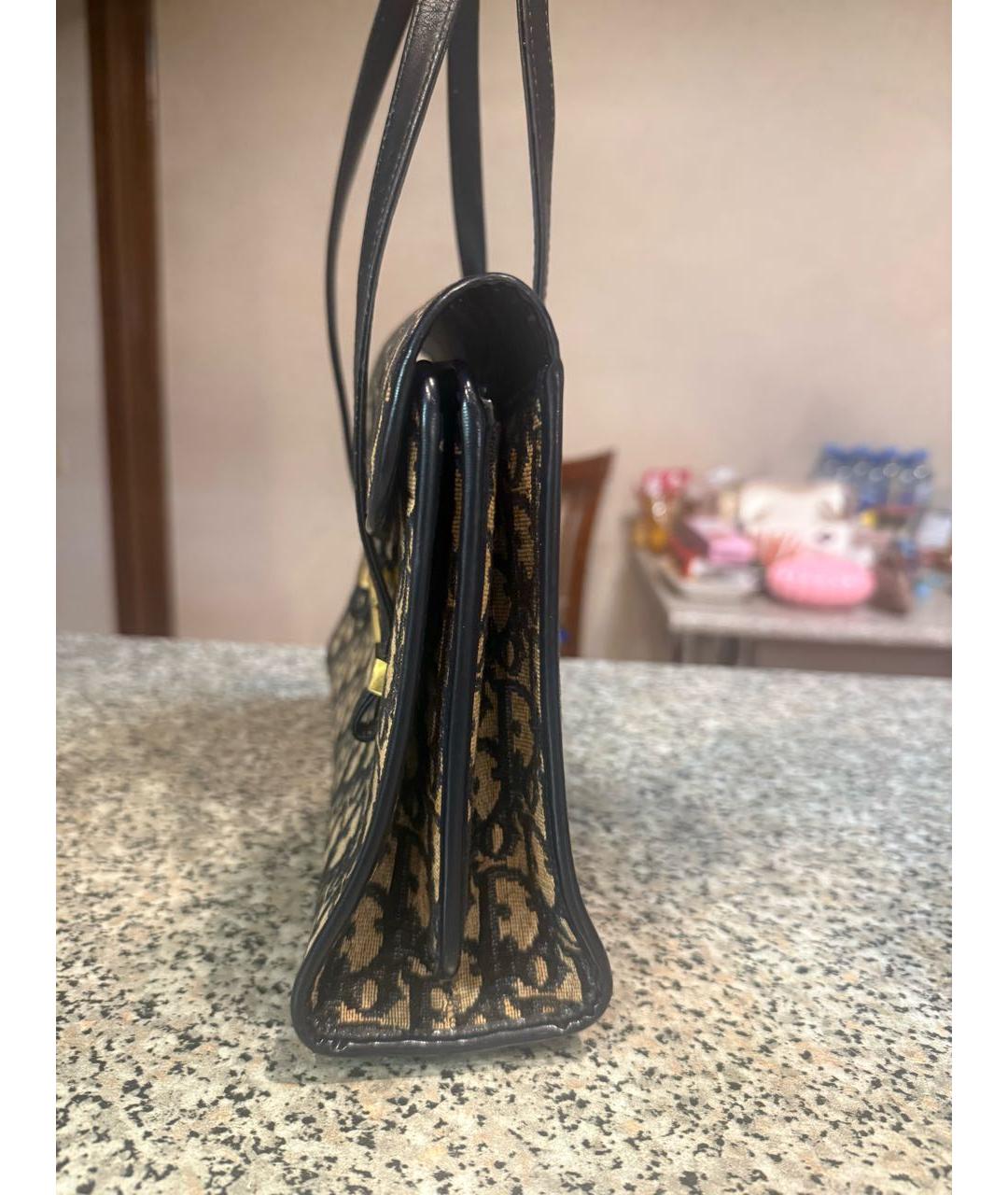 CHRISTIAN DIOR Темно-синяя тканевая сумка с короткими ручками, фото 6