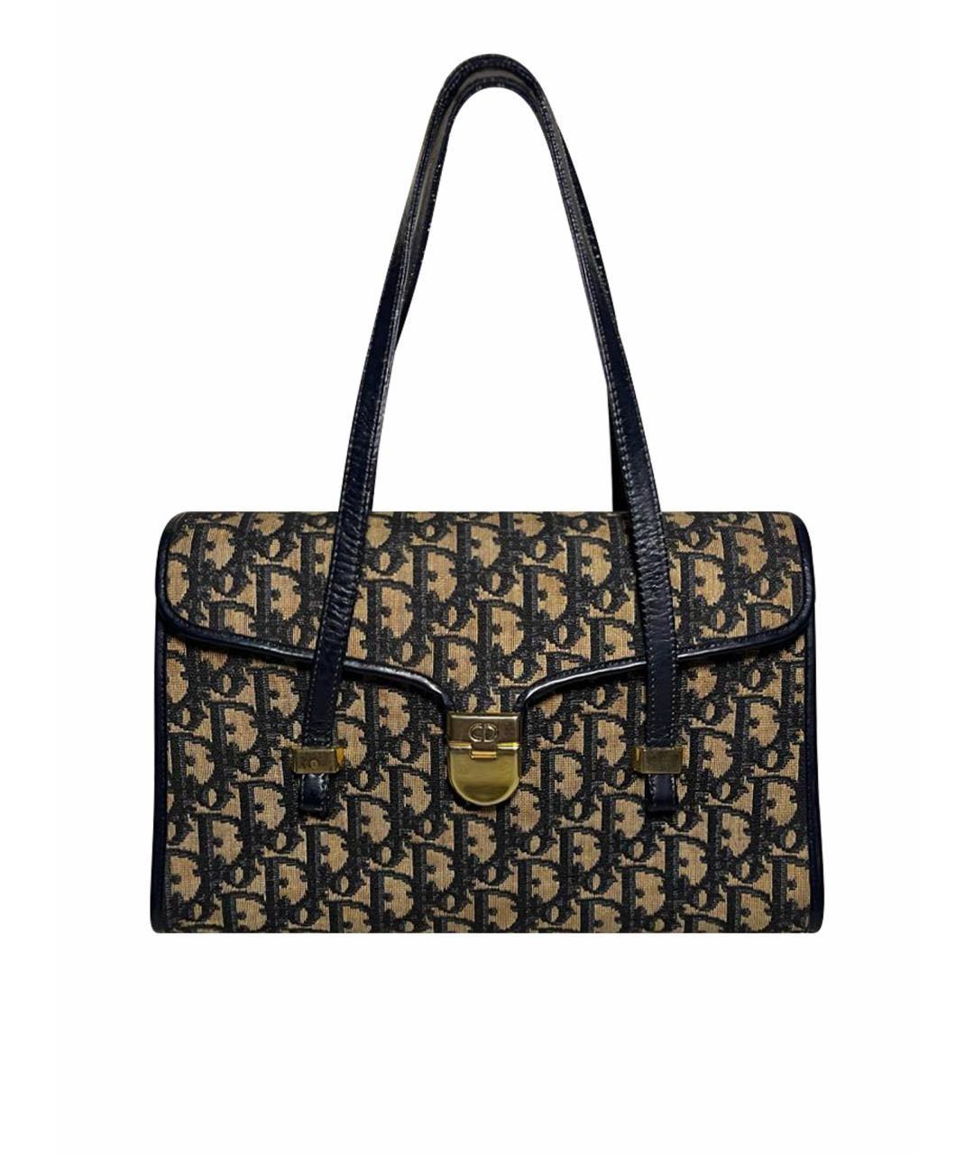 CHRISTIAN DIOR Темно-синяя тканевая сумка с короткими ручками, фото 1