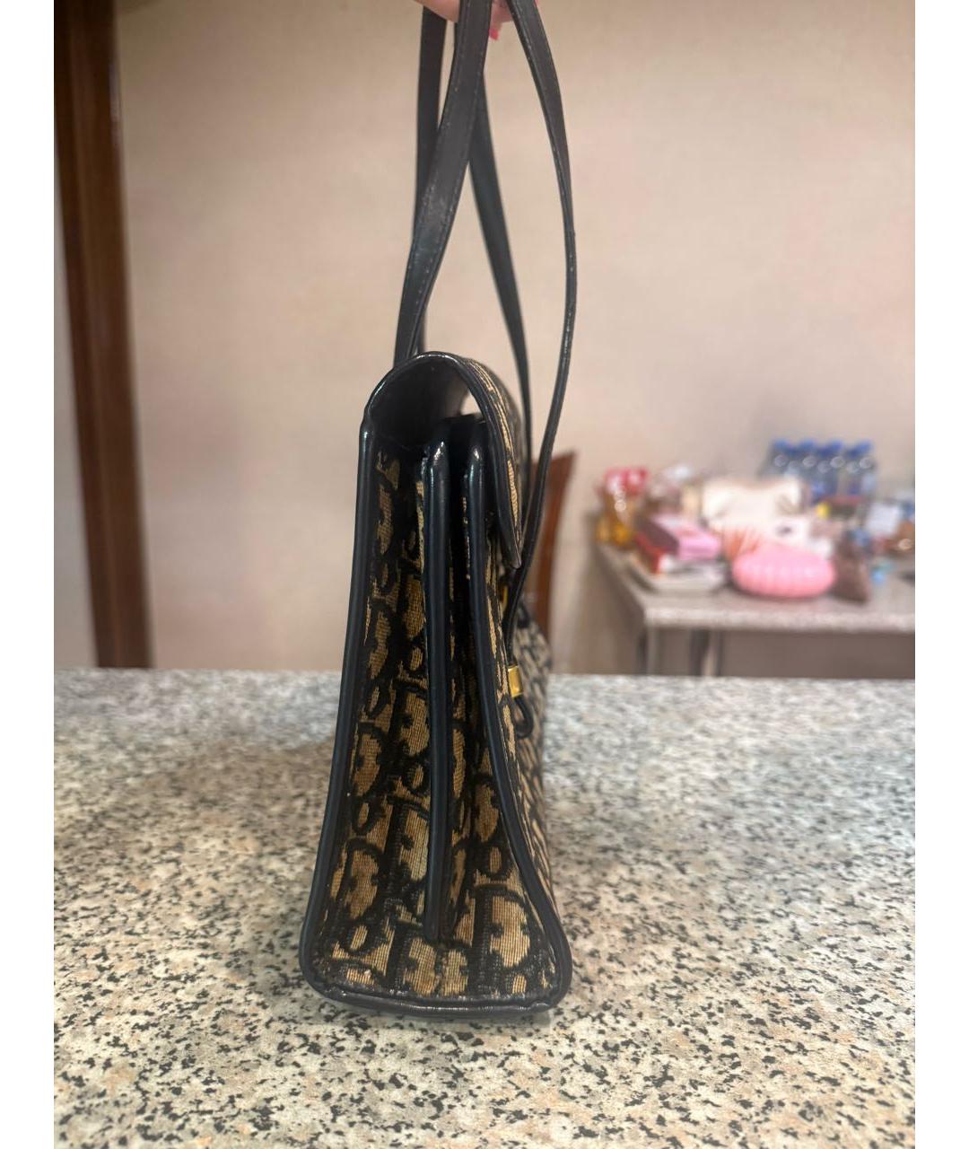 CHRISTIAN DIOR Темно-синяя тканевая сумка с короткими ручками, фото 5