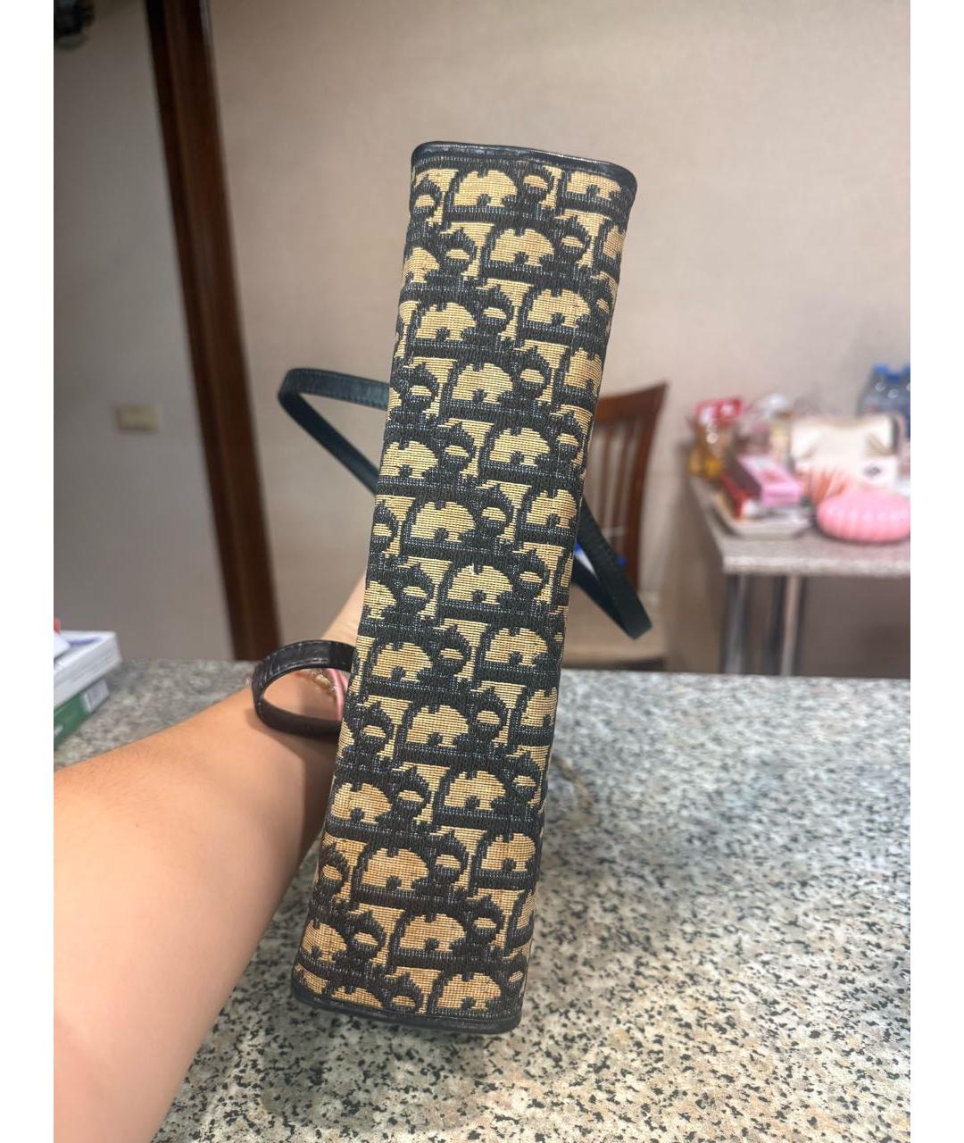 CHRISTIAN DIOR Темно-синяя тканевая сумка с короткими ручками, фото 7