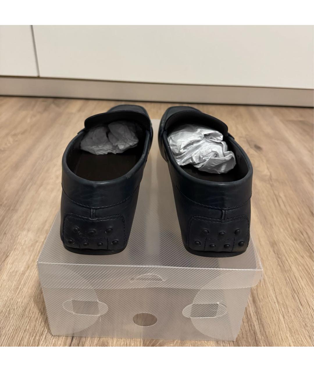 TOD'S Темно-синие кожаные мокасины, фото 4