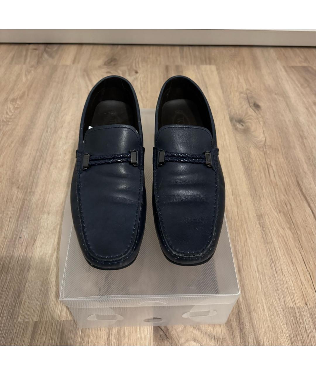 TOD'S Темно-синие кожаные мокасины, фото 2