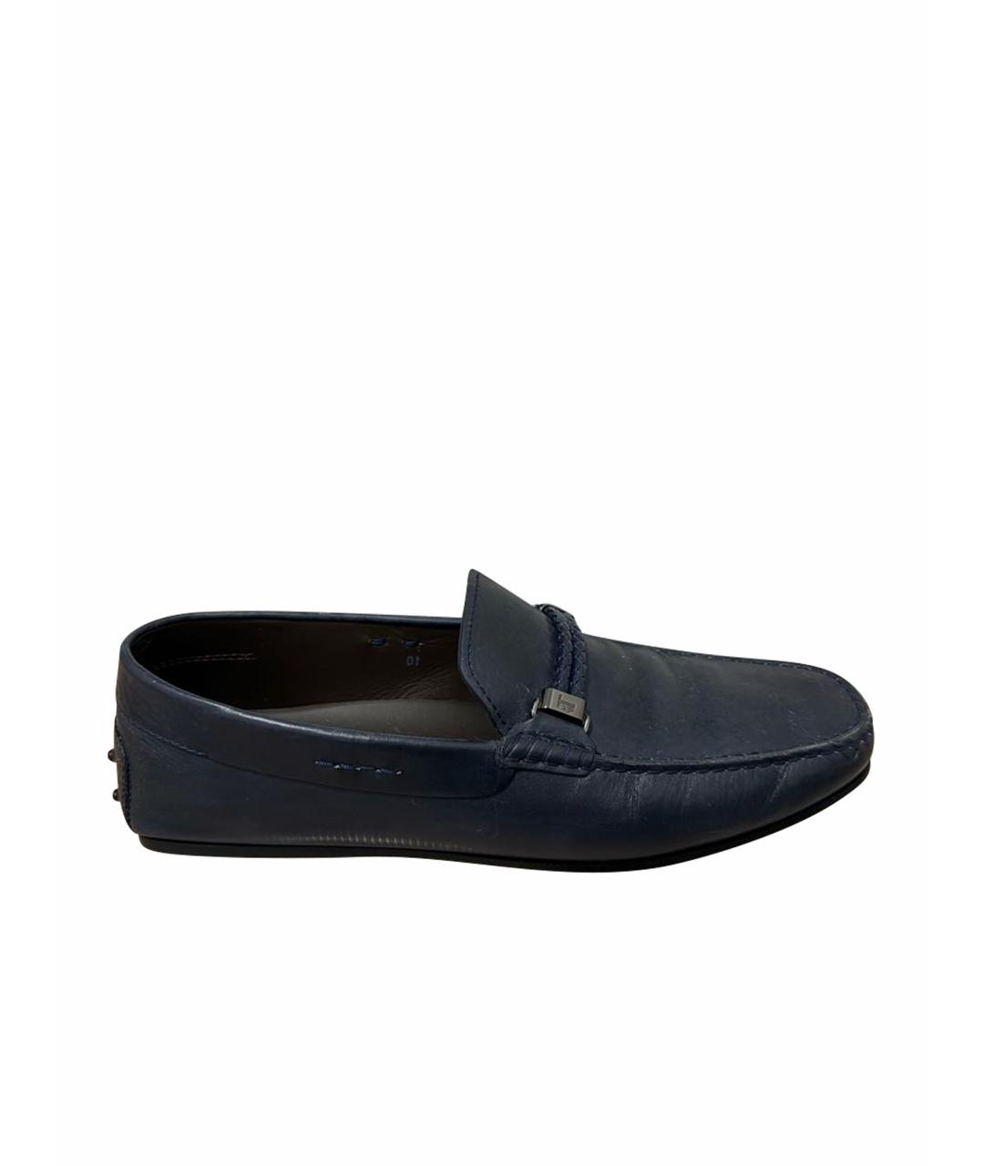 TOD'S Темно-синие кожаные мокасины, фото 5