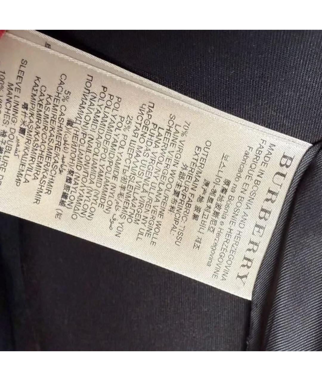 BURBERRY Черное шерстяное пальто, фото 4