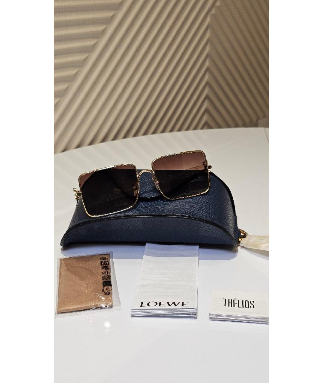 LOEWE Золотые металлические солнцезащитные очки, фото 4