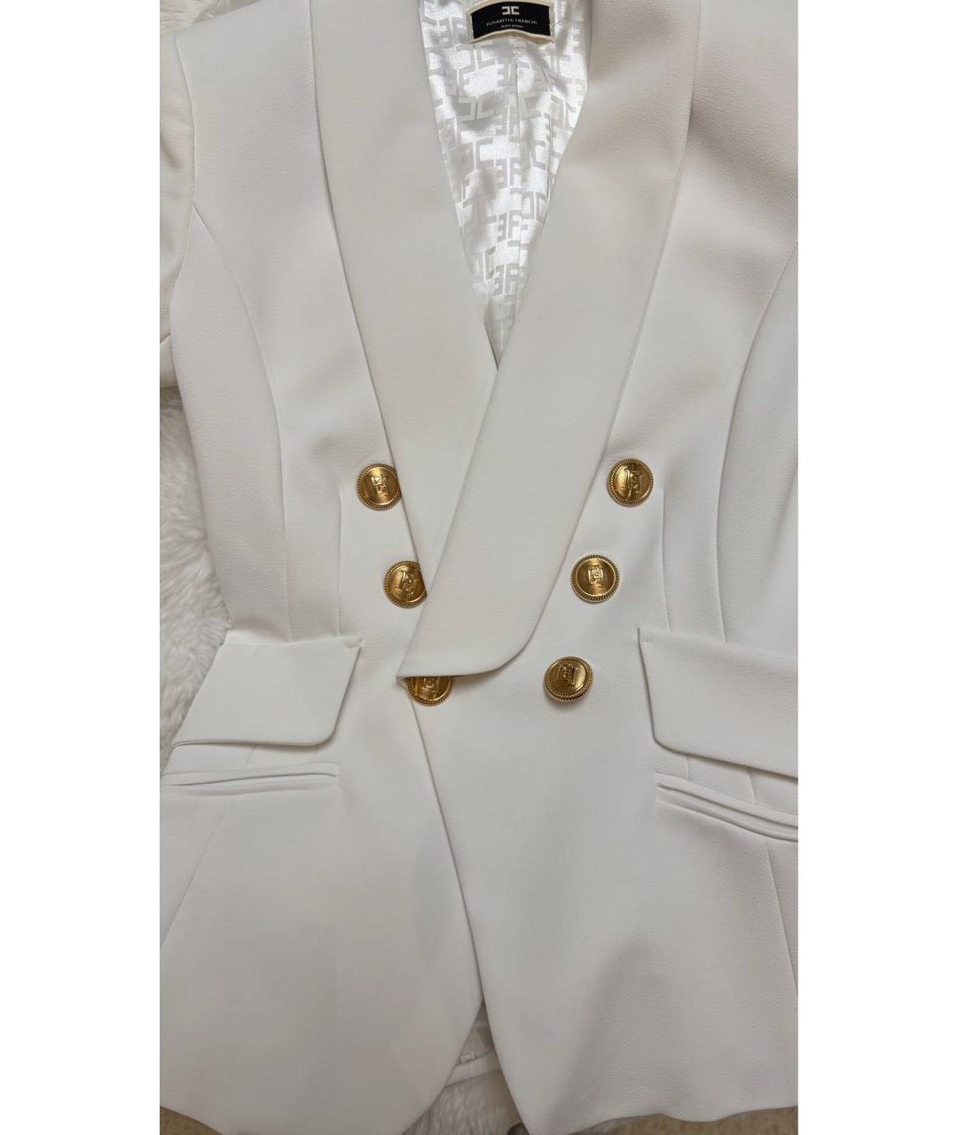 ELISABETTA FRANCHI Белый полиэстеровый костюм с брюками, фото 4