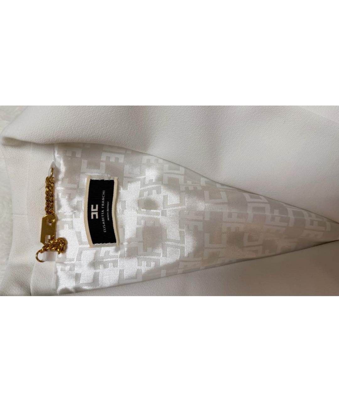 ELISABETTA FRANCHI Белый полиэстеровый костюм с брюками, фото 3