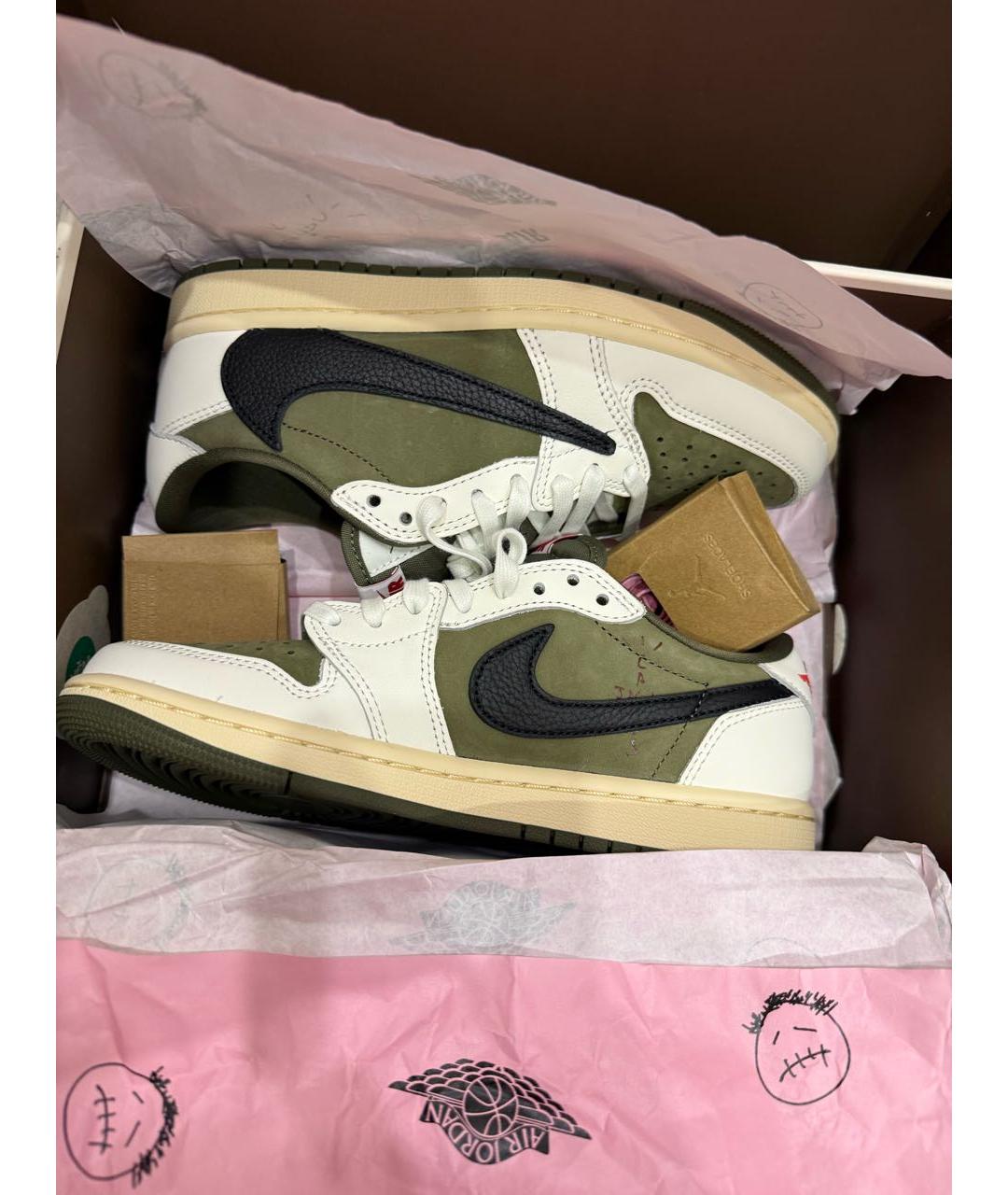 CACTUS JACK BY TRAVIS SCOTT Хаки кожаные кроссовки, фото 3