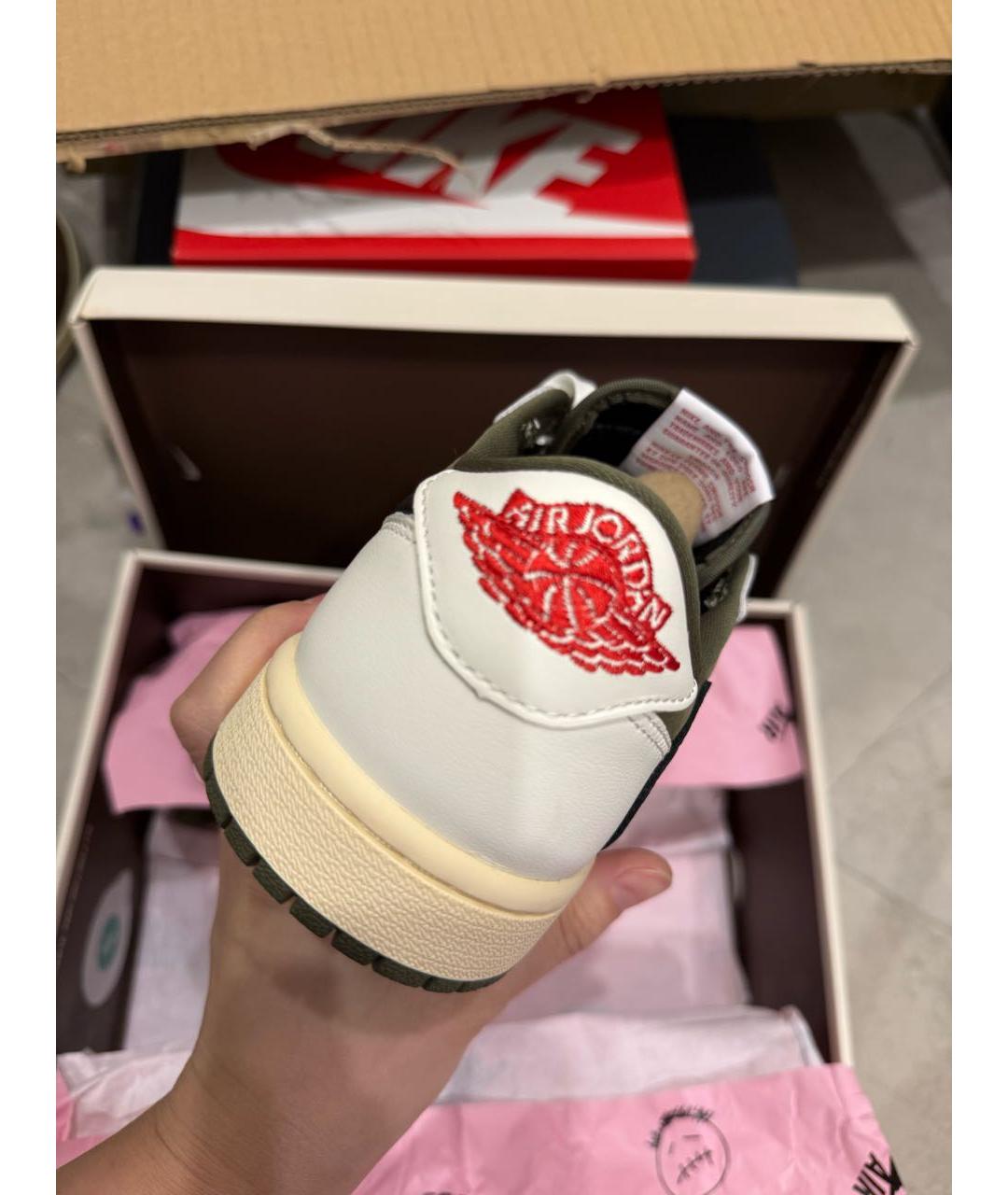 CACTUS JACK BY TRAVIS SCOTT Хаки кожаные кроссовки, фото 4