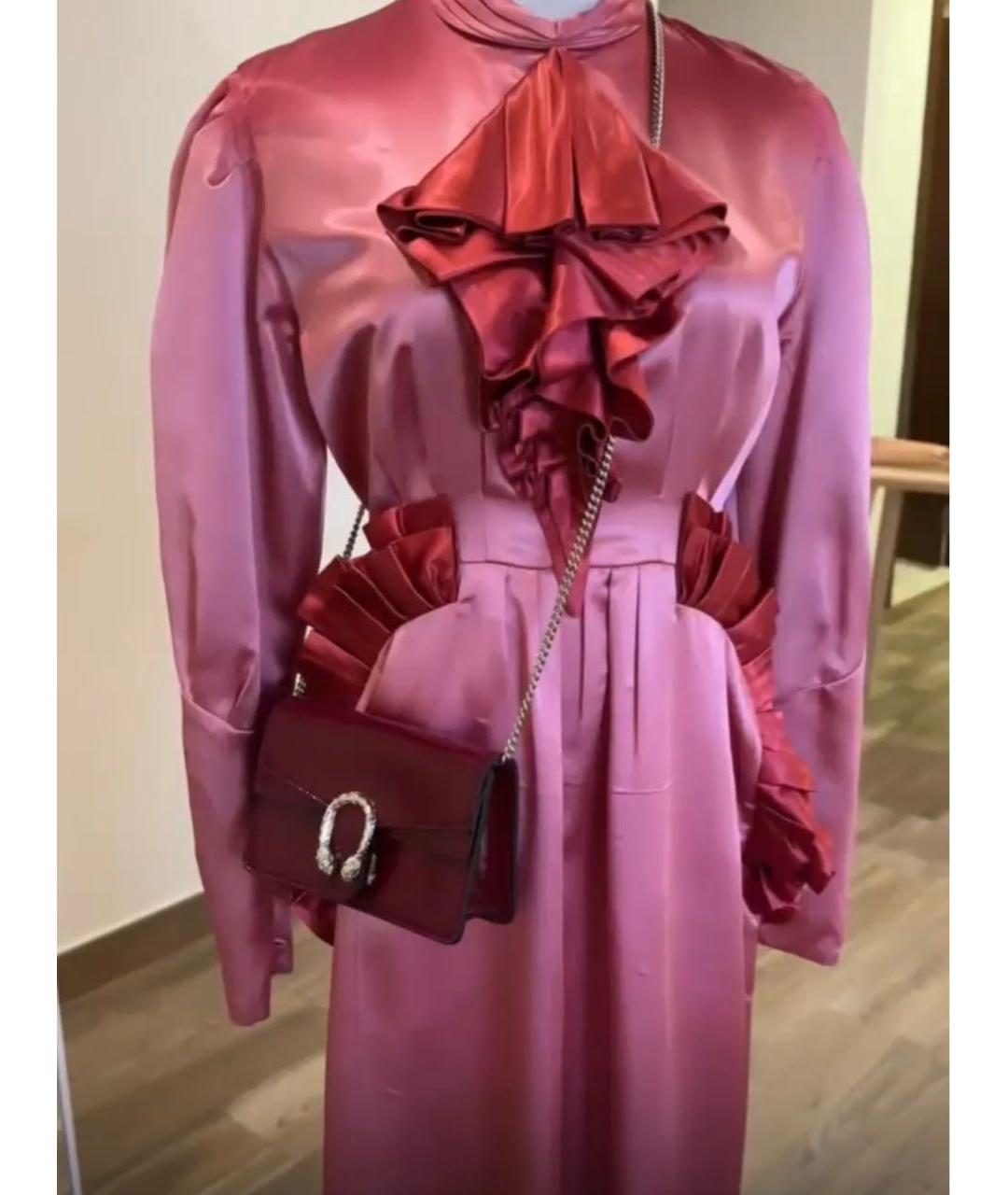 GUCCI Фуксия шелковое вечернее платье, фото 3