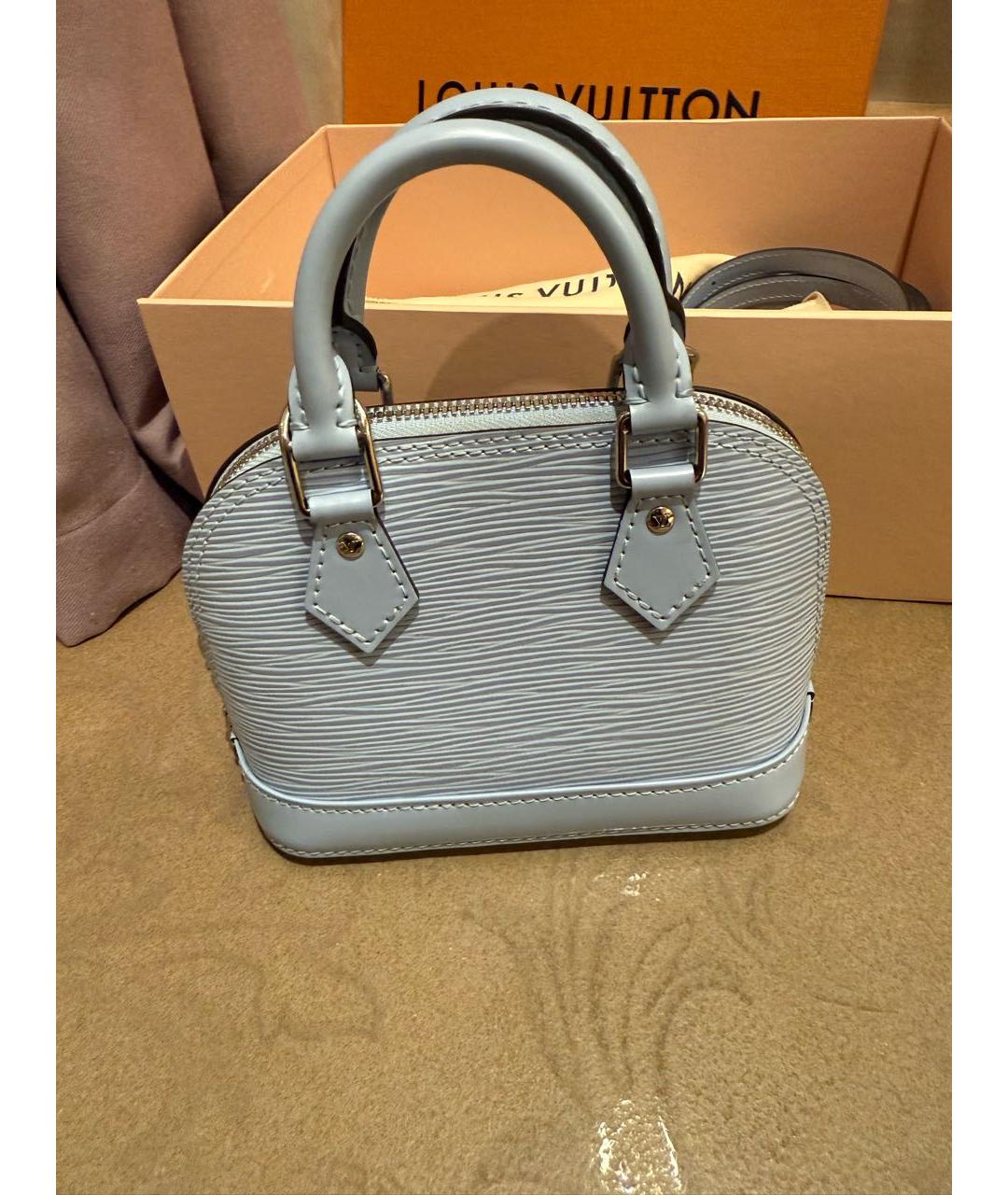 LOUIS VUITTON Голубая кожаная сумка с короткими ручками, фото 7