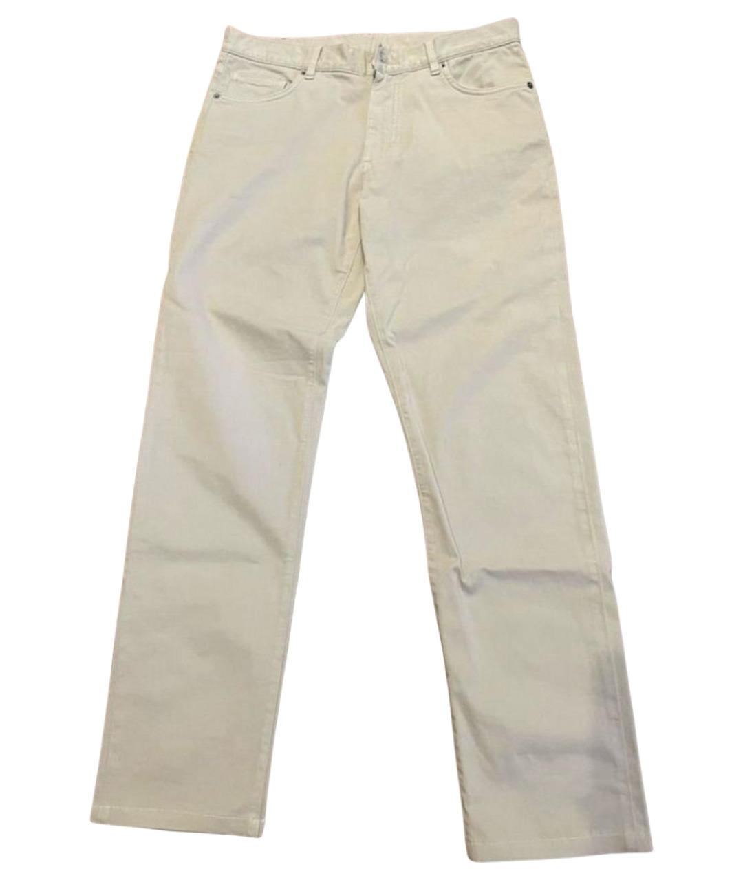 ZEGNA Бежевые хлопковые прямые джинсы, фото 1