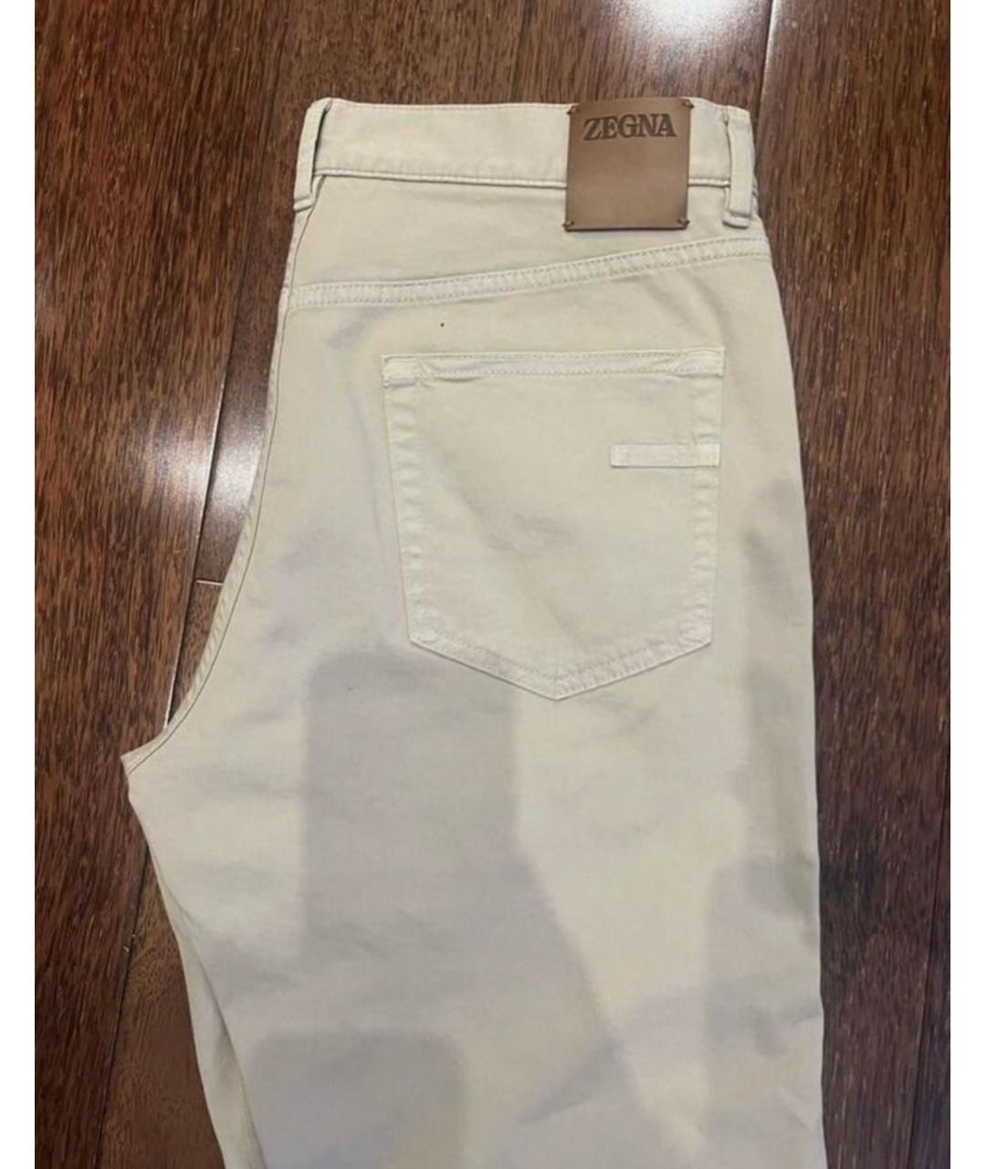 ZEGNA Бежевые хлопковые прямые джинсы, фото 4