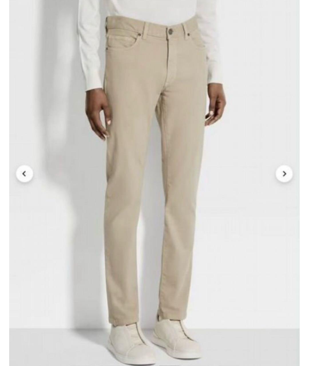 ZEGNA Бежевые хлопковые прямые джинсы, фото 2
