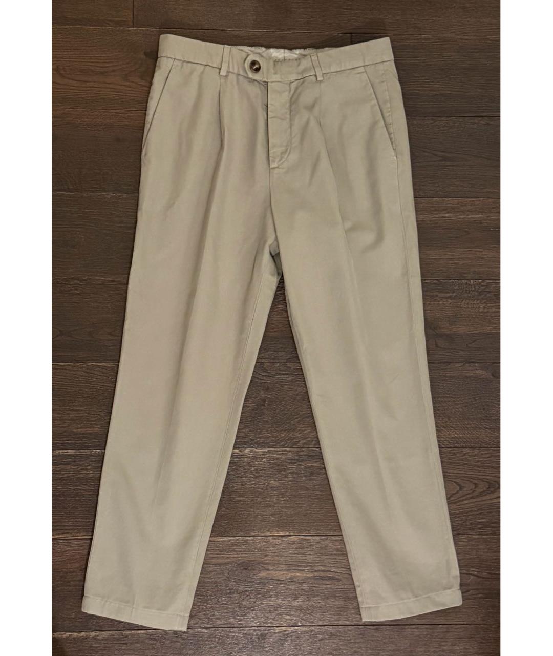BRUNELLO CUCINELLI Хаки хлопковые повседневные брюки, фото 5
