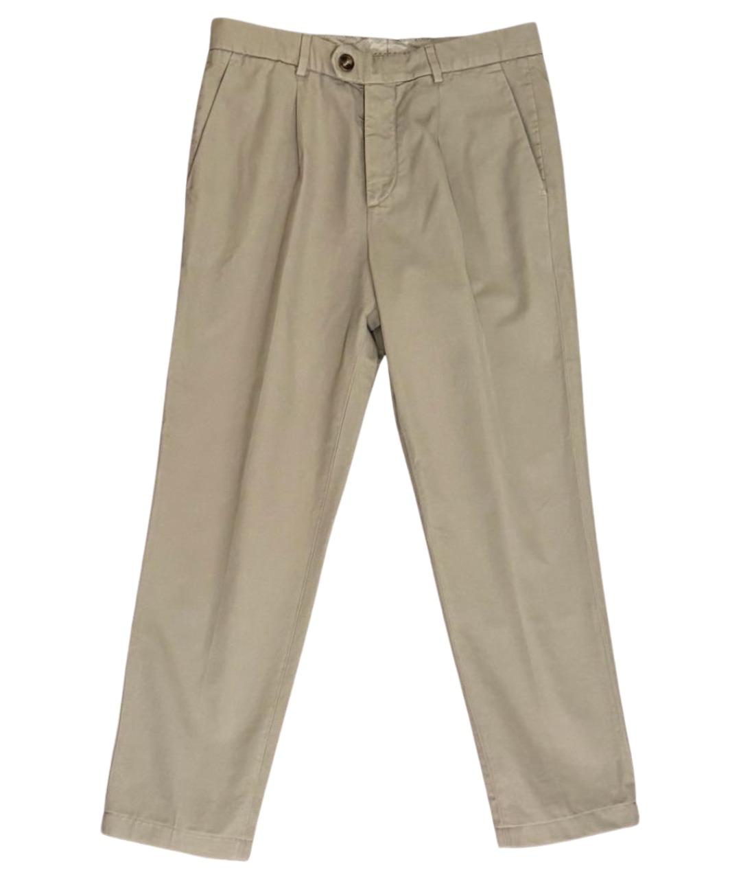 BRUNELLO CUCINELLI Хаки хлопковые повседневные брюки, фото 1