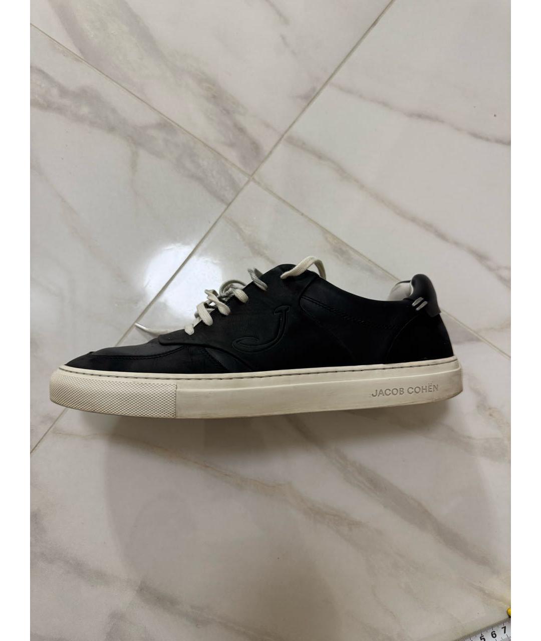 JACOB COHEN Черные кожаные низкие кроссовки / кеды, фото 6