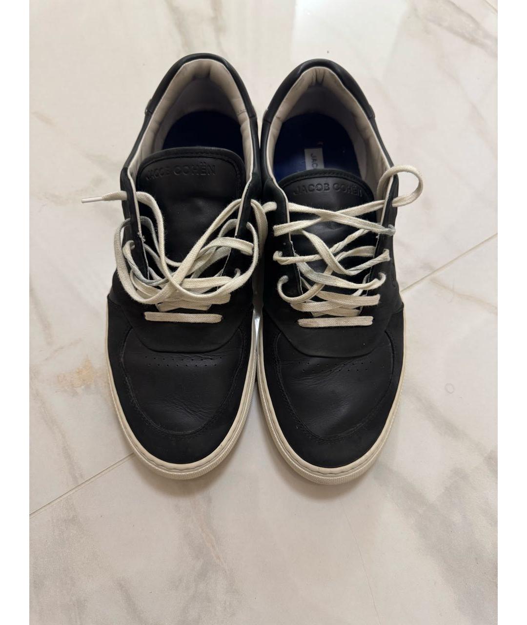 JACOB COHEN Черные кожаные низкие кроссовки / кеды, фото 2