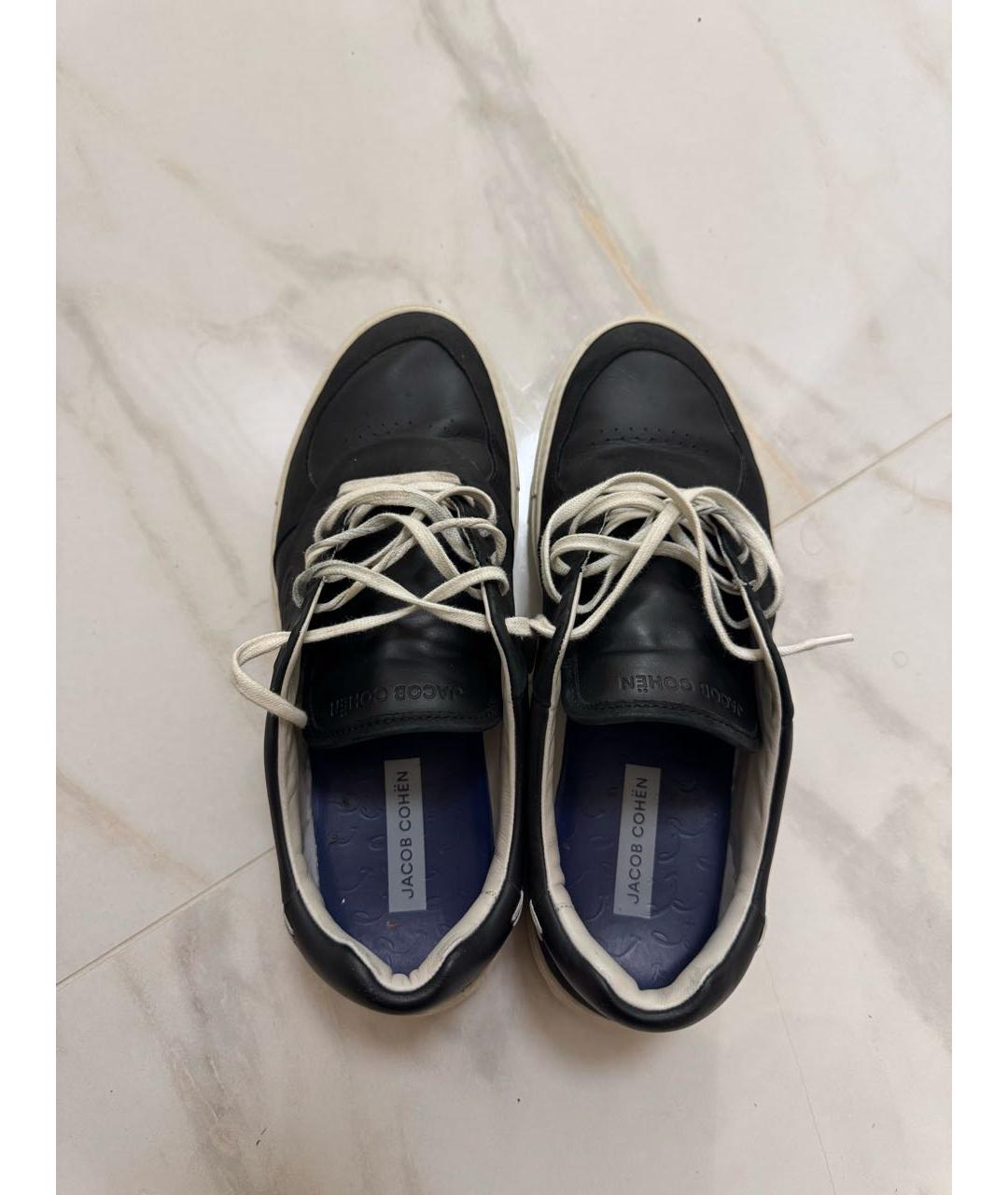 JACOB COHEN Черные кожаные низкие кроссовки / кеды, фото 3