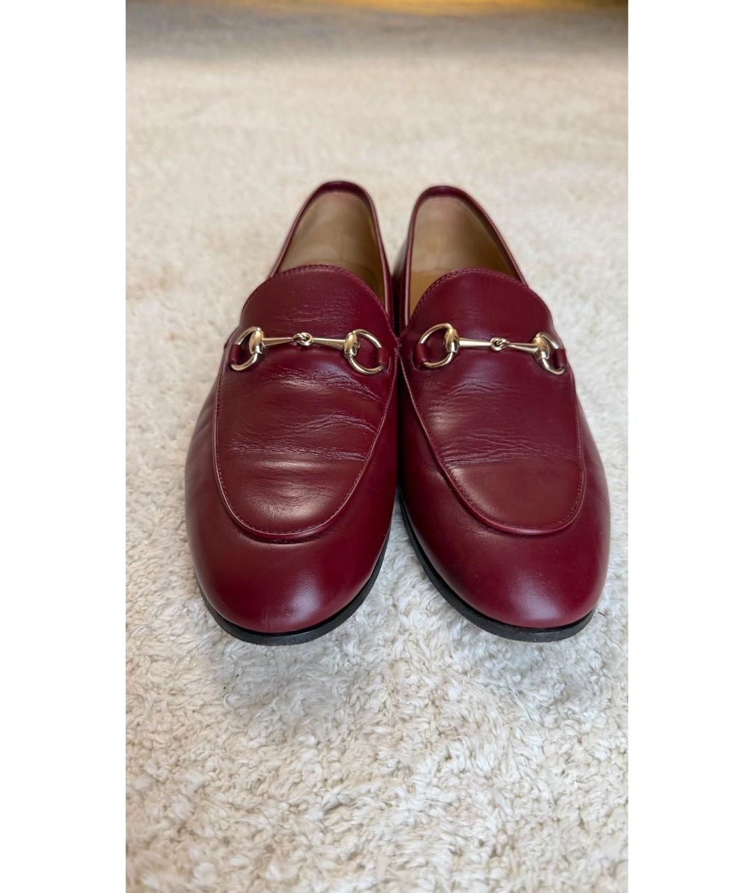 GUCCI Бордовые кожаные лоферы, фото 2